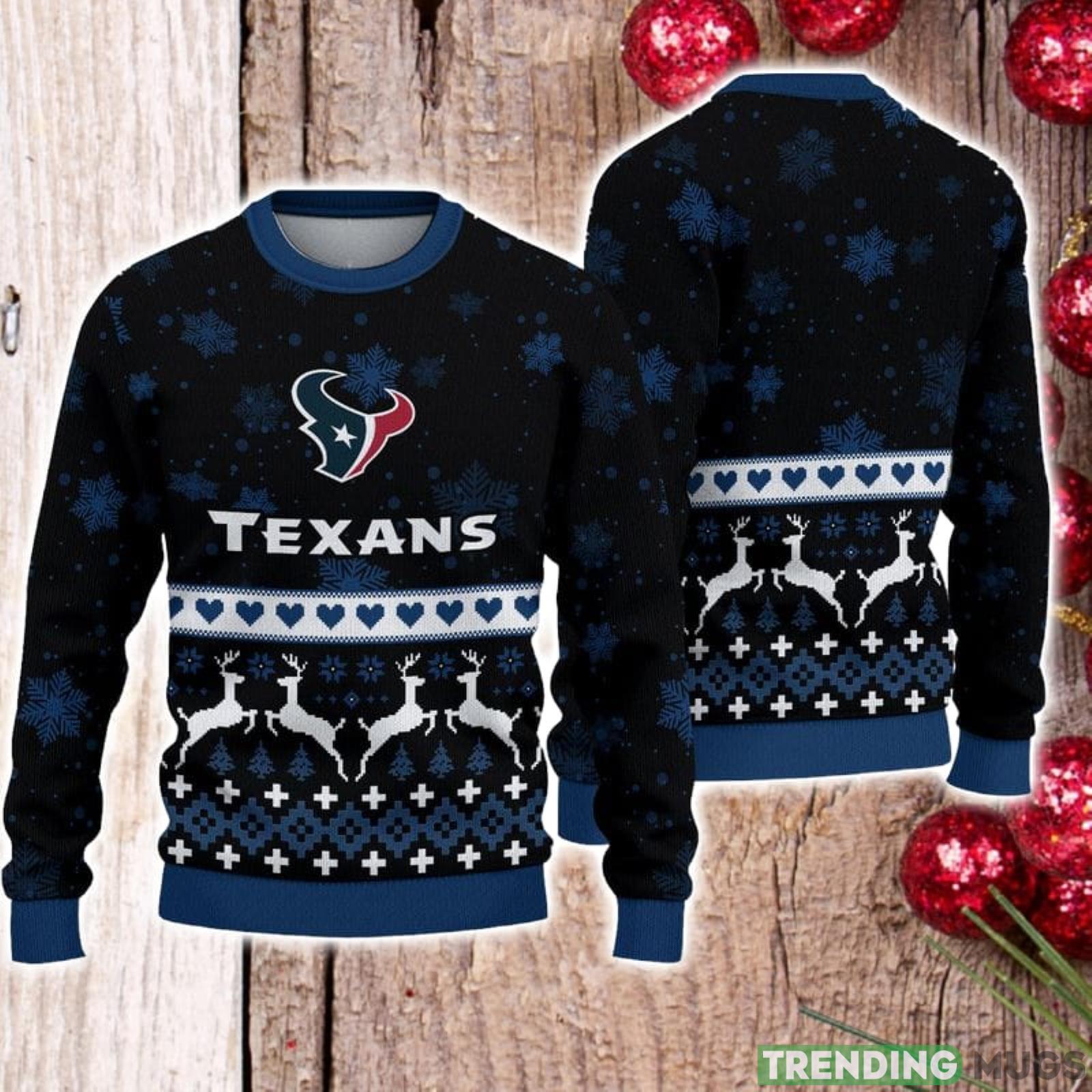 For Fans Houston Texans Xmax Gift Snow Reindeer Pattern Ugly Christmas Sweater Product Photo 1 For Fans Houston Texans Xmax Gift Snow Reindeer Pattern Ugly Christmas Sweater Product Photo 1