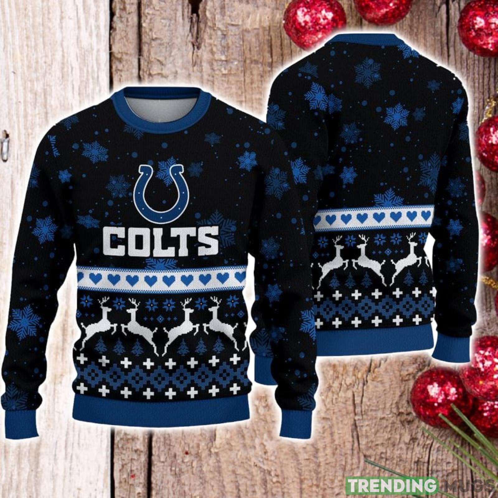 For Fans Indianapolis Colts Xmax Gift Snow Reindeer Pattern Ugly Christmas Sweater Product Photo 1 For Fans Indianapolis Colts Xmax Gift Snow Reindeer Pattern Ugly Christmas Sweater Product Photo 1