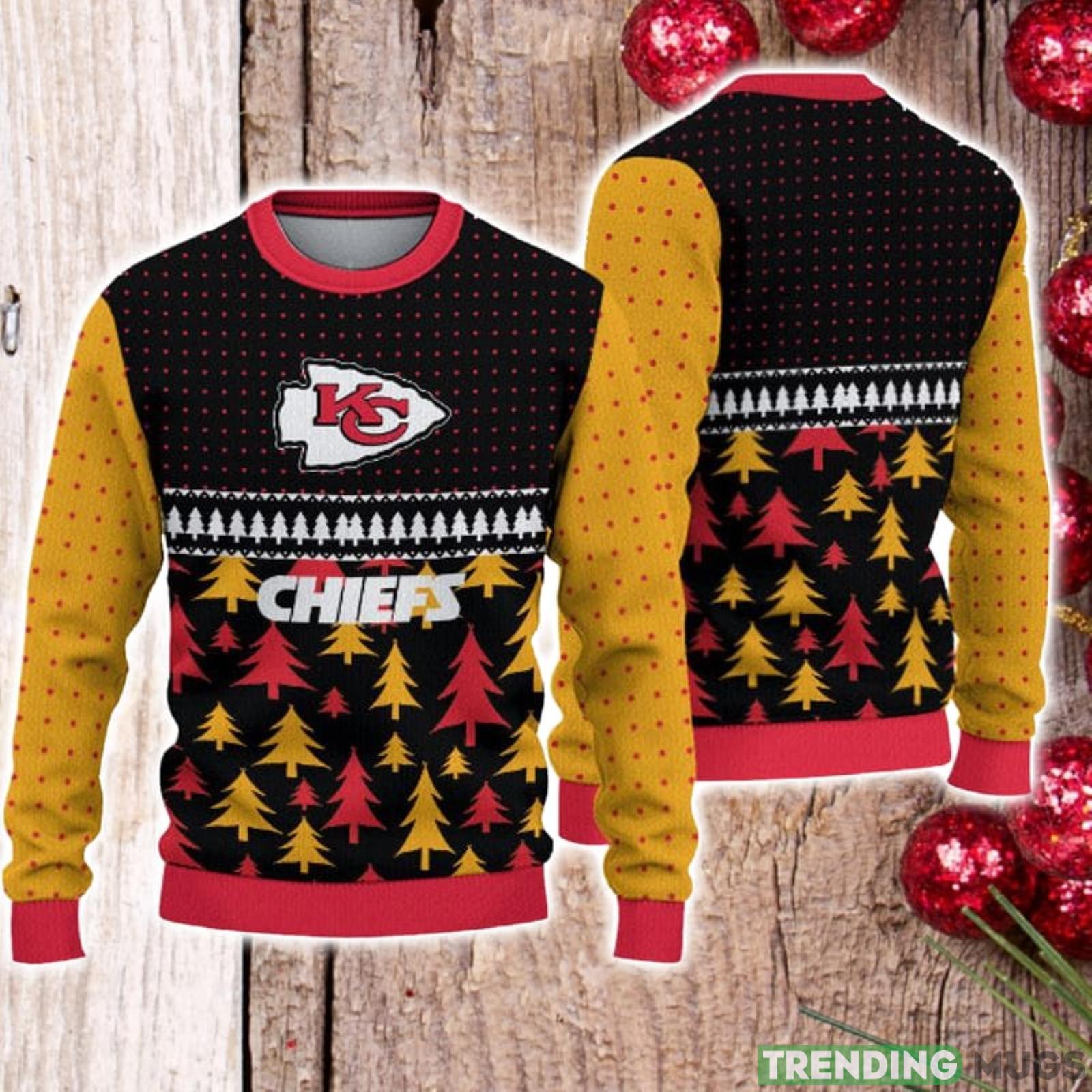 For Fans Kansas City Chiefs Christmas Tree Pattern Ugly Christmas Sweater Christmas Gift Product Photo 1 For Fans Kansas City Chiefs Christmas Tree Pattern Ugly Christmas Sweater Christmas Gift Product Photo 1