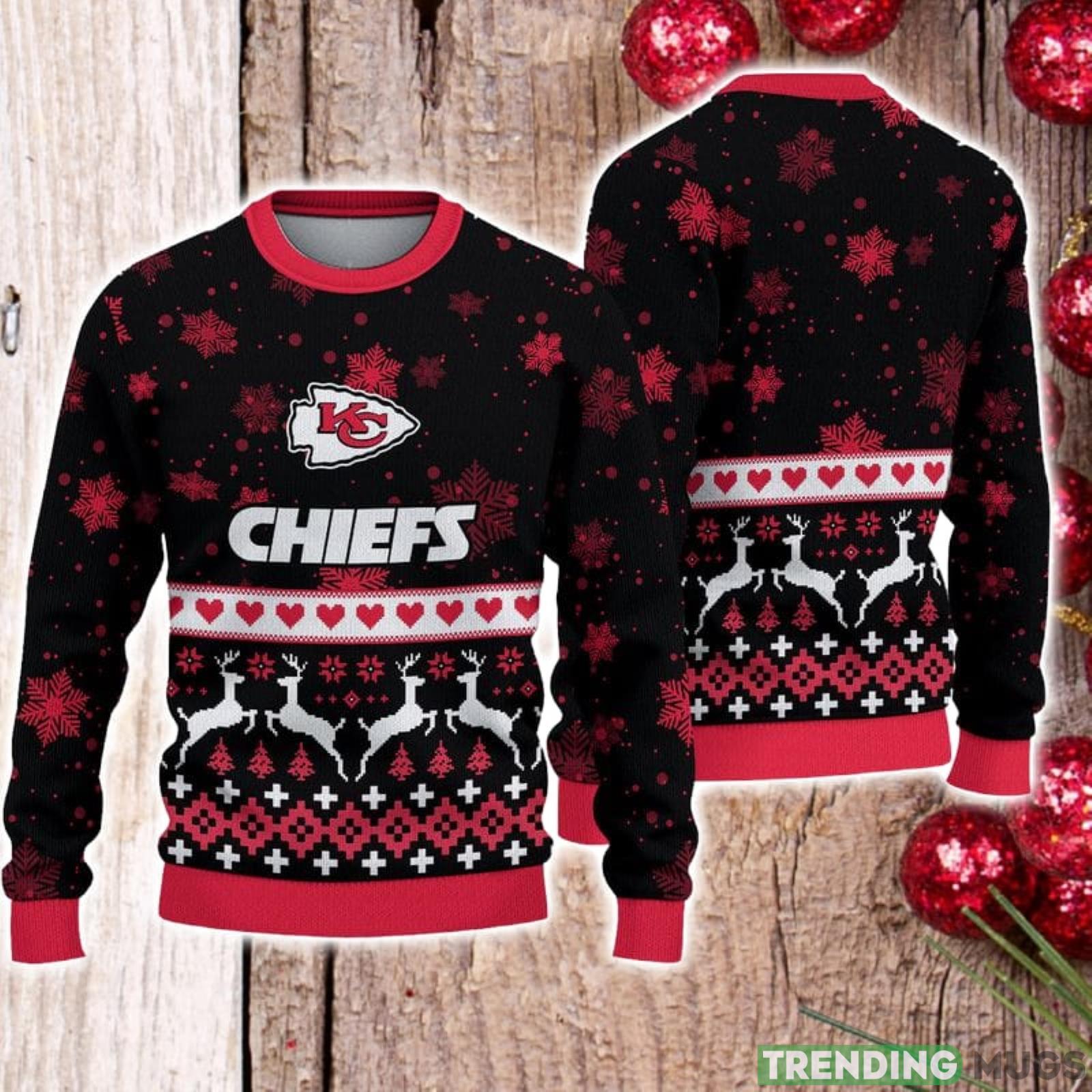 For Fans Kansas City Chiefs Xmax Gift Snow Reindeer Pattern Ugly Christmas Sweater Product Photo 1 For Fans Kansas City Chiefs Xmax Gift Snow Reindeer Pattern Ugly Christmas Sweater Product Photo 1