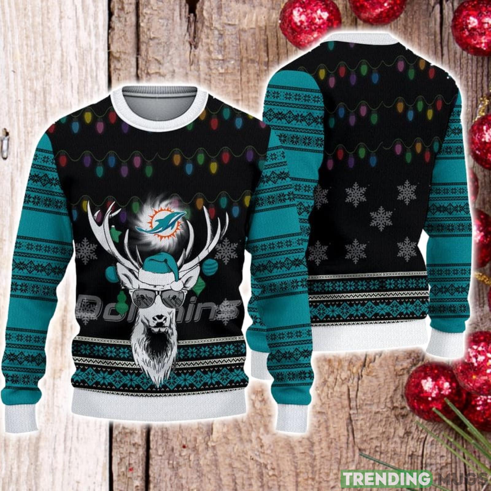 For Fans Miami Dolphins Christmas Cool Reindeer Christmas Sweater Product Photo 1 For Fans Miami Dolphins Christmas Cool Reindeer Christmas Sweater Product Photo 1