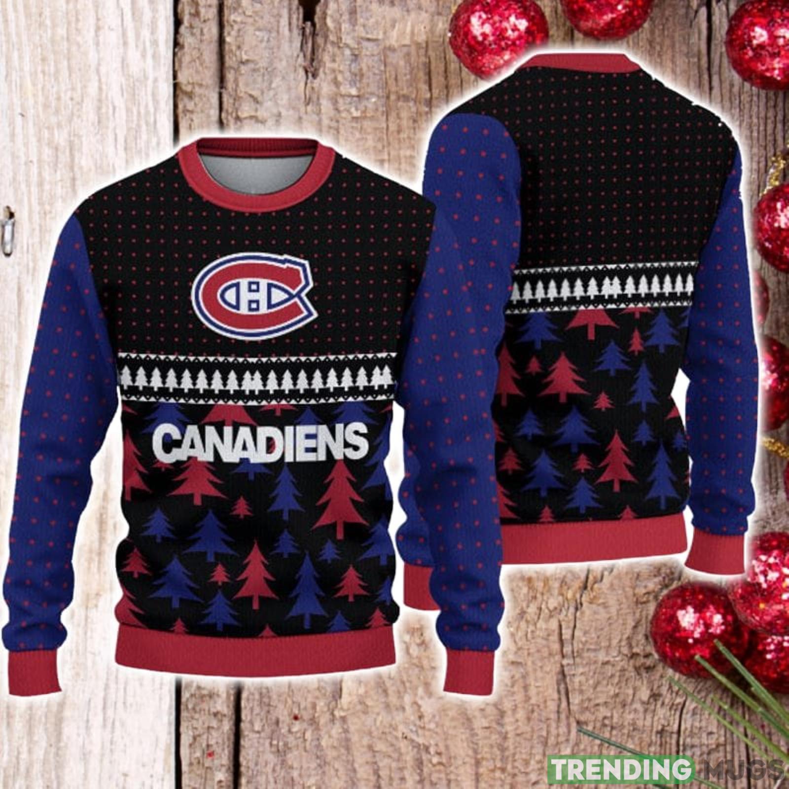 For Fans Montreal Canadiens Christmas Tree Pattern Ugly Christmas Sweater Christmas Gift Product Photo 1 For Fans Montreal Canadiens Christmas Tree Pattern Ugly Christmas Sweater Christmas Gift Product Photo 1