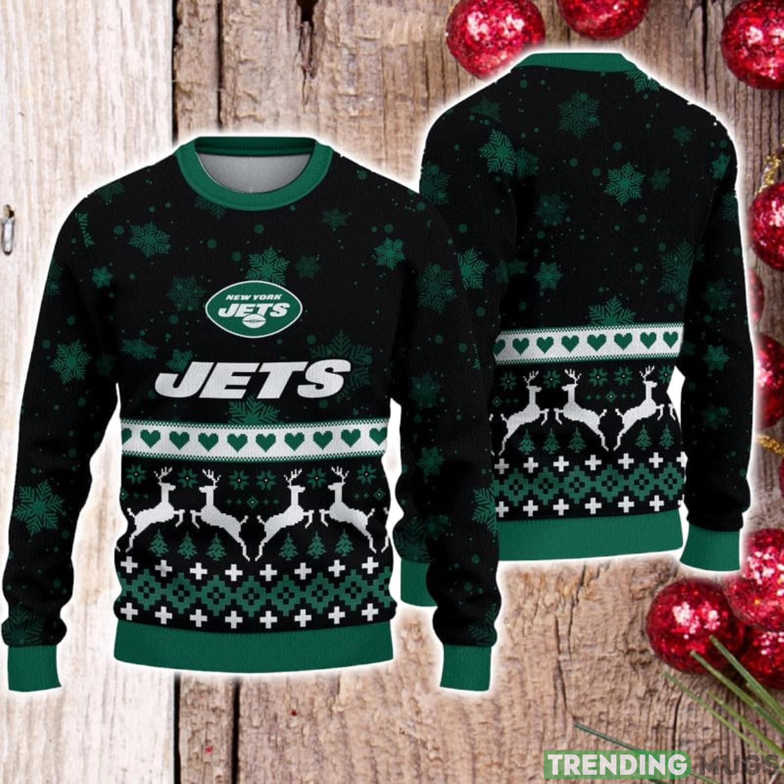 For Fans New York Jets Xmax Gift Snow Reindeer Pattern Ugly Christmas Sweater Product Photo 1 For Fans New York Jets Xmax Gift Snow Reindeer Pattern Ugly Christmas Sweater Product Photo 1