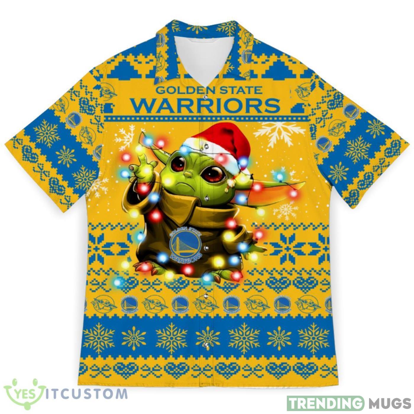Golden State Warriors Baby Yoda Star Wars Ugly Christmas Sweater Pattern 3D Hawaiian Shirt Christmas Gift Product Photo 1 Golden State Warriors Baby Yoda Star Wars Ugly Christmas Sweater Pattern 3D Hawaiian Shirt Christmas Gift Product Photo 1