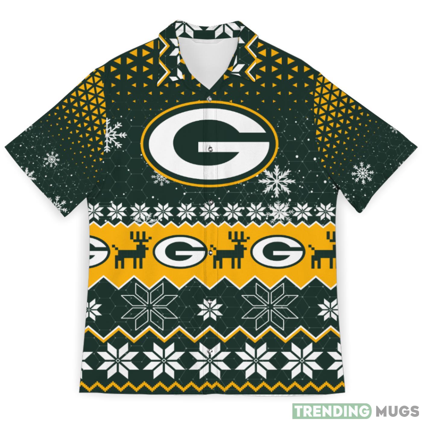 Green Bay Sports Football Snowflake Pattern 3D Hawaiian Shirt Christmas Gift Product Photo 1 Green Bay Sports Football Snowflake Pattern 3D Hawaiian Shirt Christmas Gift Product Photo 1