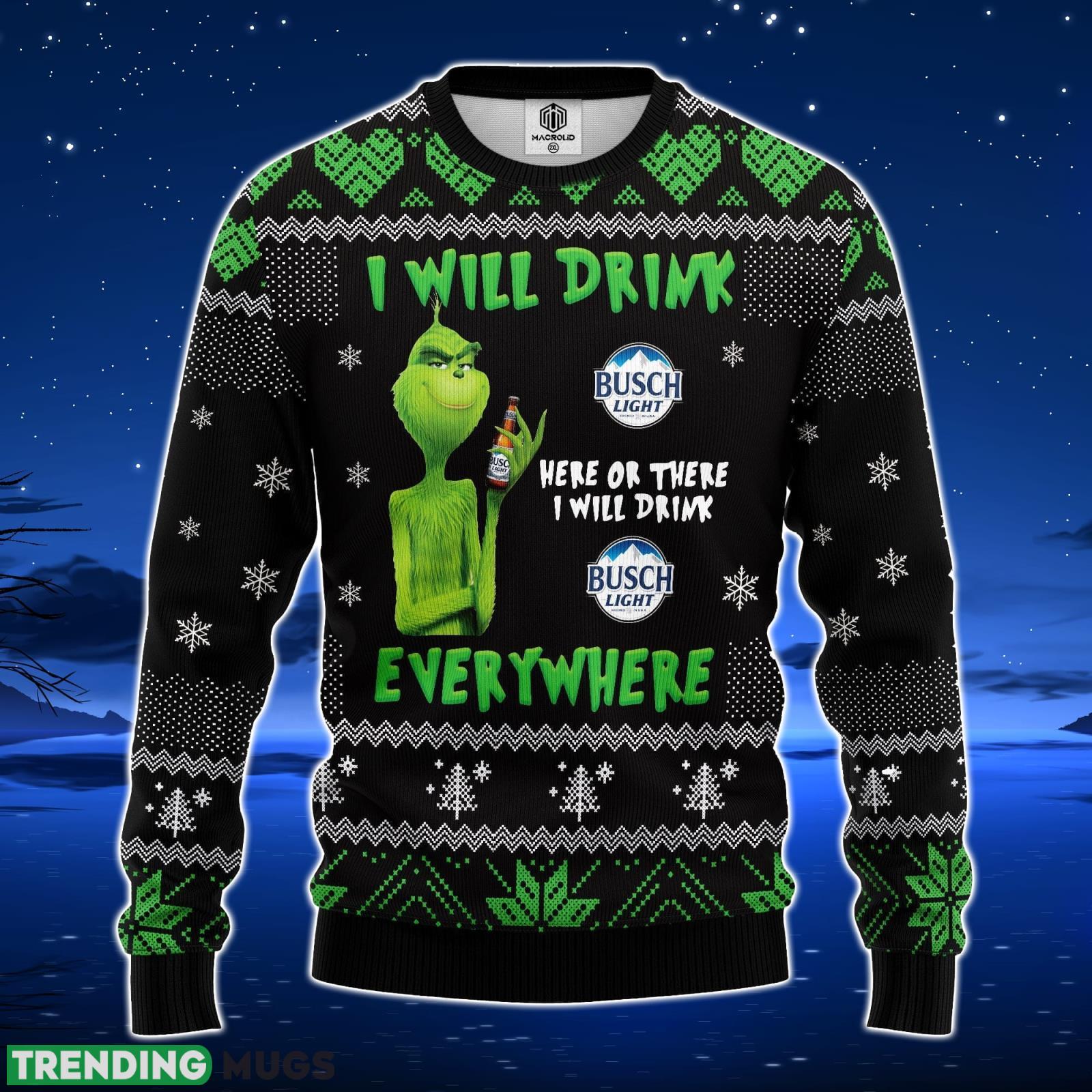 Grinch Drunk Busch Beer Ugly Christmas Sweater Amazing Gift Men And Women Christmas Gift Product Photo 1 Grinch Drunk Busch Beer Ugly Christmas Sweater Amazing Gift Men And Women Christmas Gift Product Photo 1