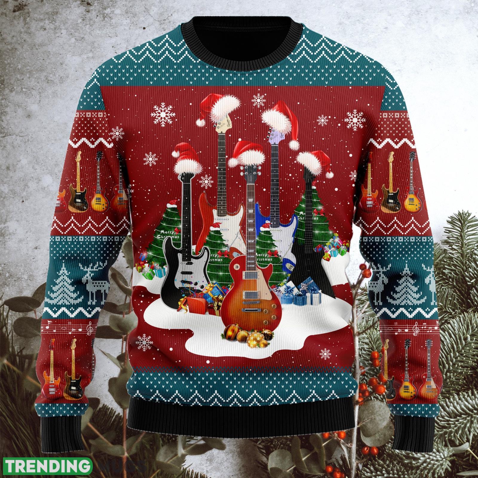 Guitars Christmas Guitarist Music Lovers Gift X-mas Ugly Christmas Sweater Unisex 3D Sweater Christmas Gift Product Photo 1 Guitars Christmas Guitarist Music Lovers Gift X-mas Ugly Christmas Sweater Unisex 3D Sweater Christmas Gift Product Photo 1