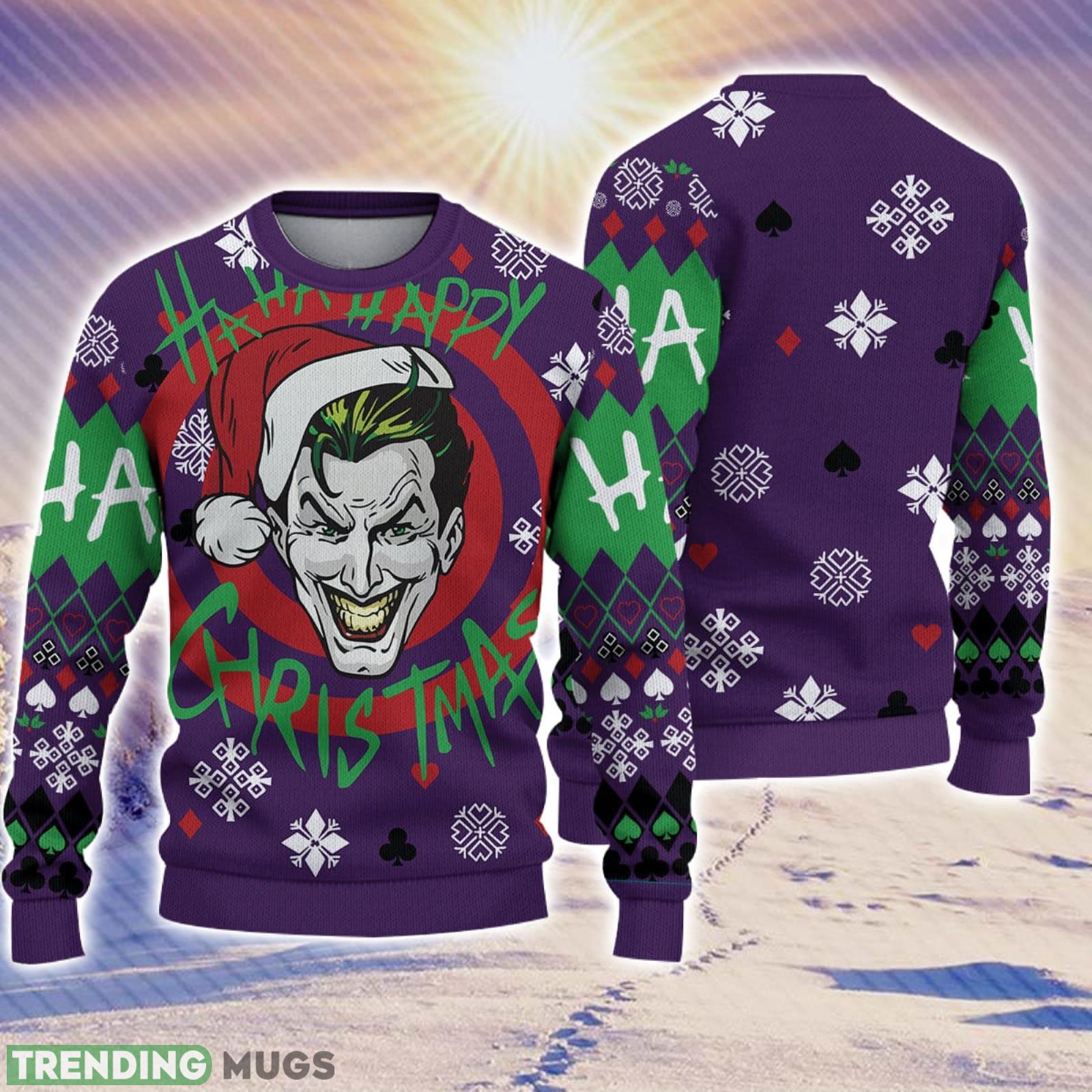Haha Christmas Joker Christmas Gift For Holiday Joker 3D Ugly Christmas Sweater Product Photo 1 Haha Christmas Joker Christmas Gift For Holiday Joker 3D Ugly Christmas Sweater Product Photo 1