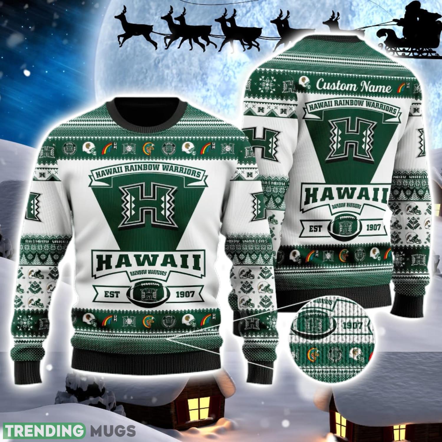 Hawaii Rainbow Warriors Team Custom Name Ugly Christmas Sweater For Men And Women Sport Gift Product Photo 1 Hawaii Rainbow Warriors Team Custom Name Ugly Christmas Sweater For Men And Women Sport Gift Product Photo 1
