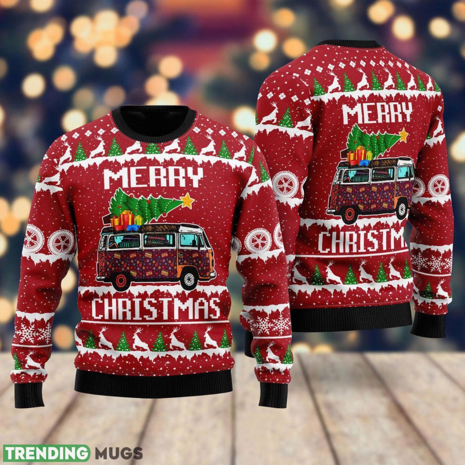 Hippie Car Merry Christmas Ugly Christmas Sweater 2023 Ugly Christmas Gift Product Photo 1 Hippie Car Merry Christmas Ugly Christmas Sweater 2023 Ugly Christmas Gift Product Photo 1