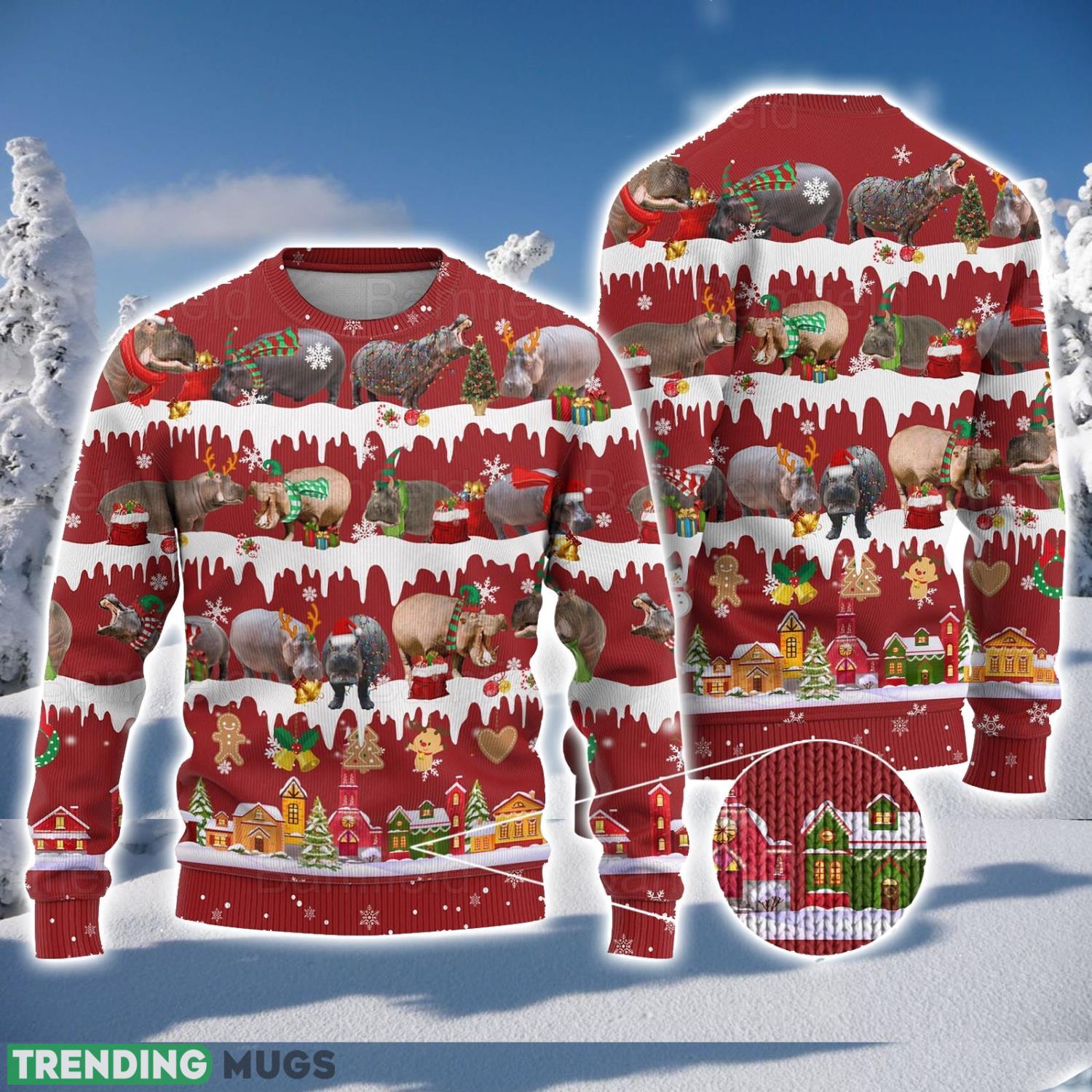 Hippo Ugly Christmas Sweater Men And Women Christmas Gift Sweater Product Photo 1 Hippo Ugly Christmas Sweater Men And Women Christmas Gift Sweater Product Photo 1