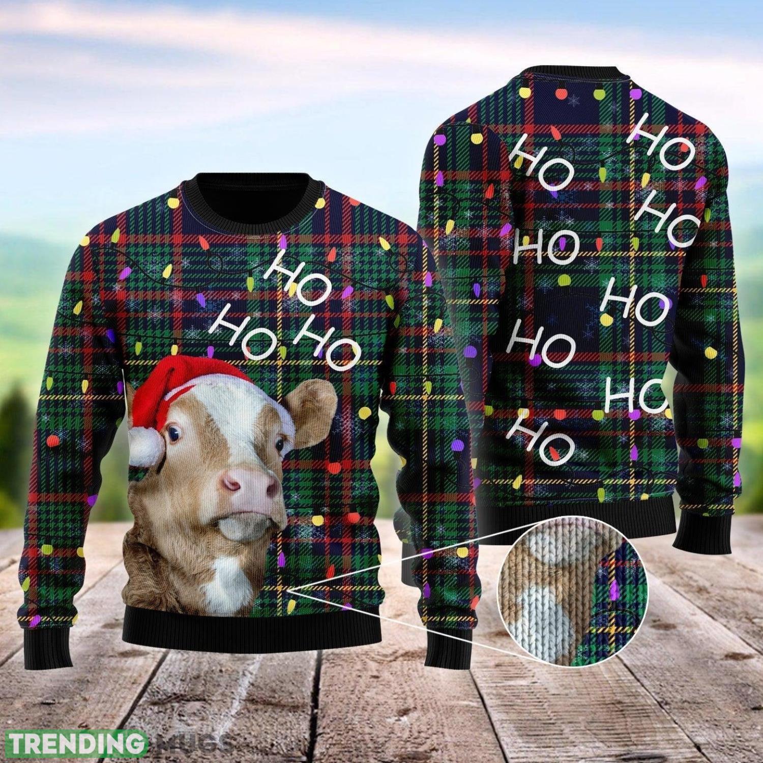 Ho Ho Ho Cow Christmas Tree Ugly Christmas Sweater 2023 Ugly Christmas Gift Product Photo 1 Ho Ho Ho Cow Christmas Tree Ugly Christmas Sweater 2023 Ugly Christmas Gift Product Photo 1