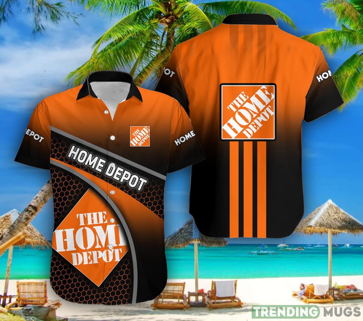 Home Depot Short Sleeve Orange Striped Summer Gift Hawaiian Shirt Product Photo 1 Home Depot Short Sleeve Orange Striped Summer Gift Hawaiian Shirt Product Photo 1
