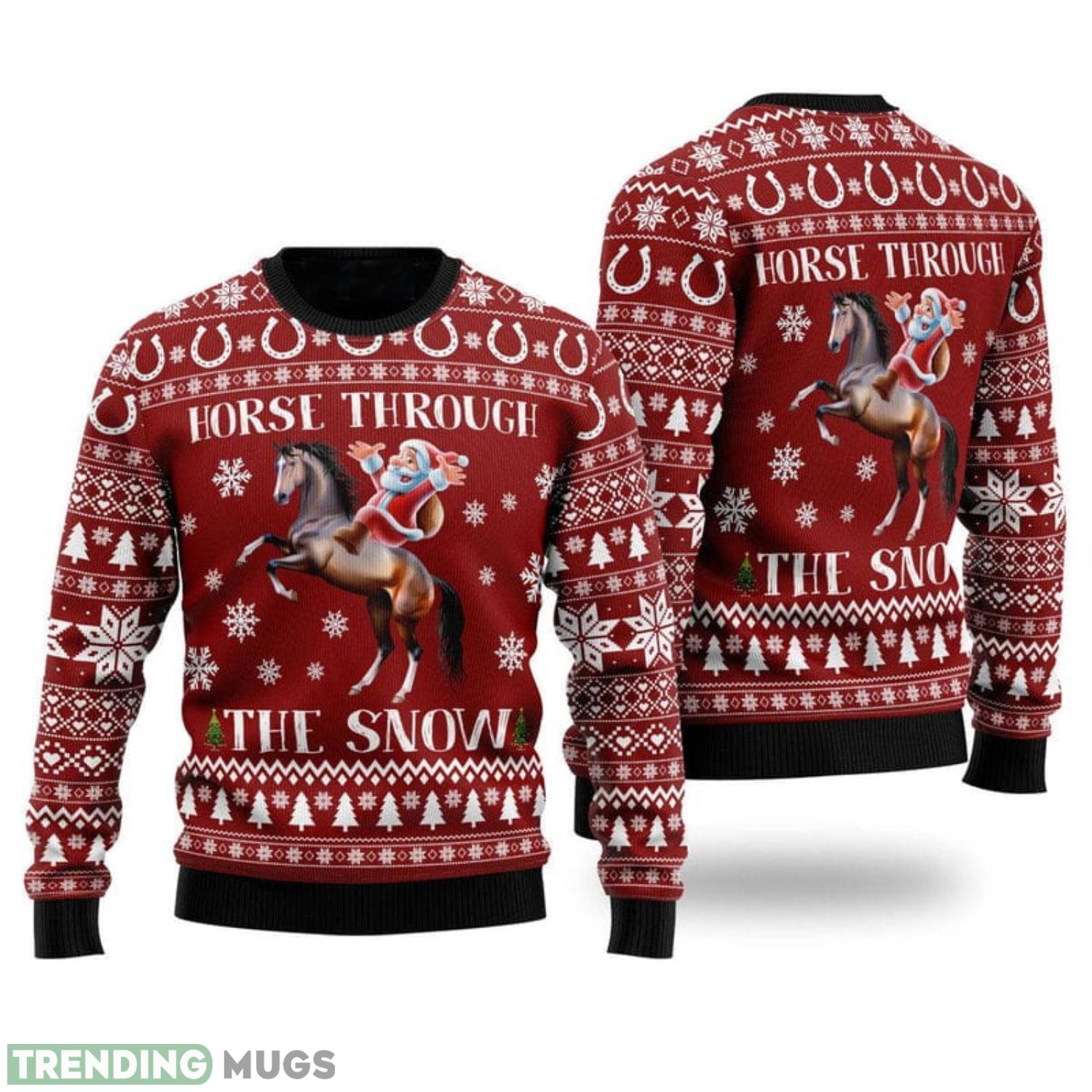 Horse Through The Snow Ugly Christmas Sweater For Men & Women D7L Product Photo 1 Horse Through The Snow Ugly Christmas Sweater For Men & Women D7L Product Photo 1