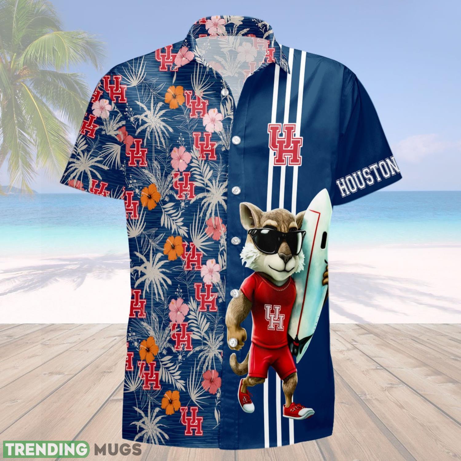 Houston Cougars Mascot Beach Summer 3D Hawaiian Shirt Summer Sport Gift Hawaiian Shirt Houston Cougars Mascot Beach Summer 3D Hawaiian Shirt Summer Sport Gift Hawaiian Shirt