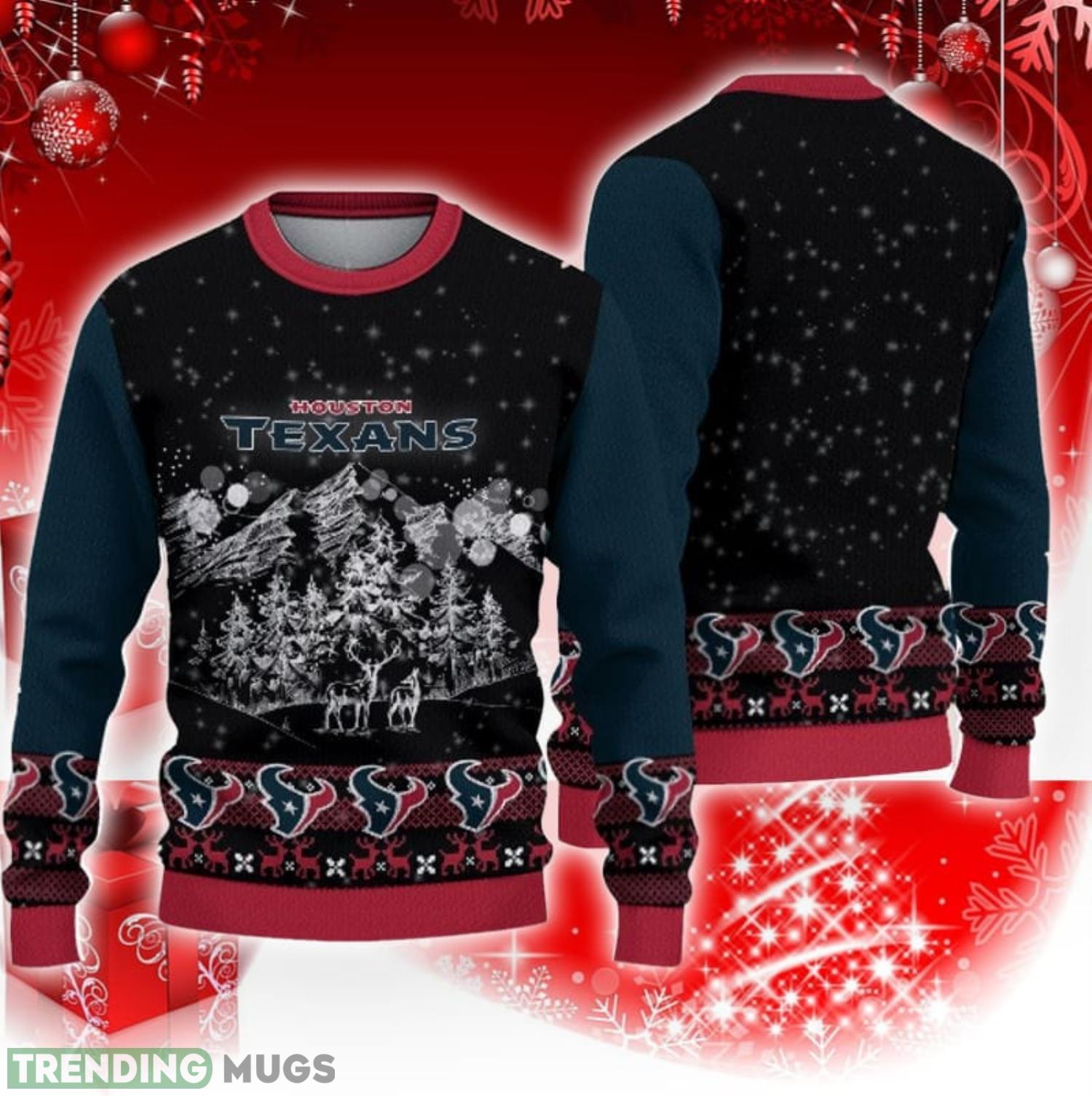 Houston Texans Christmas Mountain Pattern 3D Sweater Christmas Gift Product Photo 1