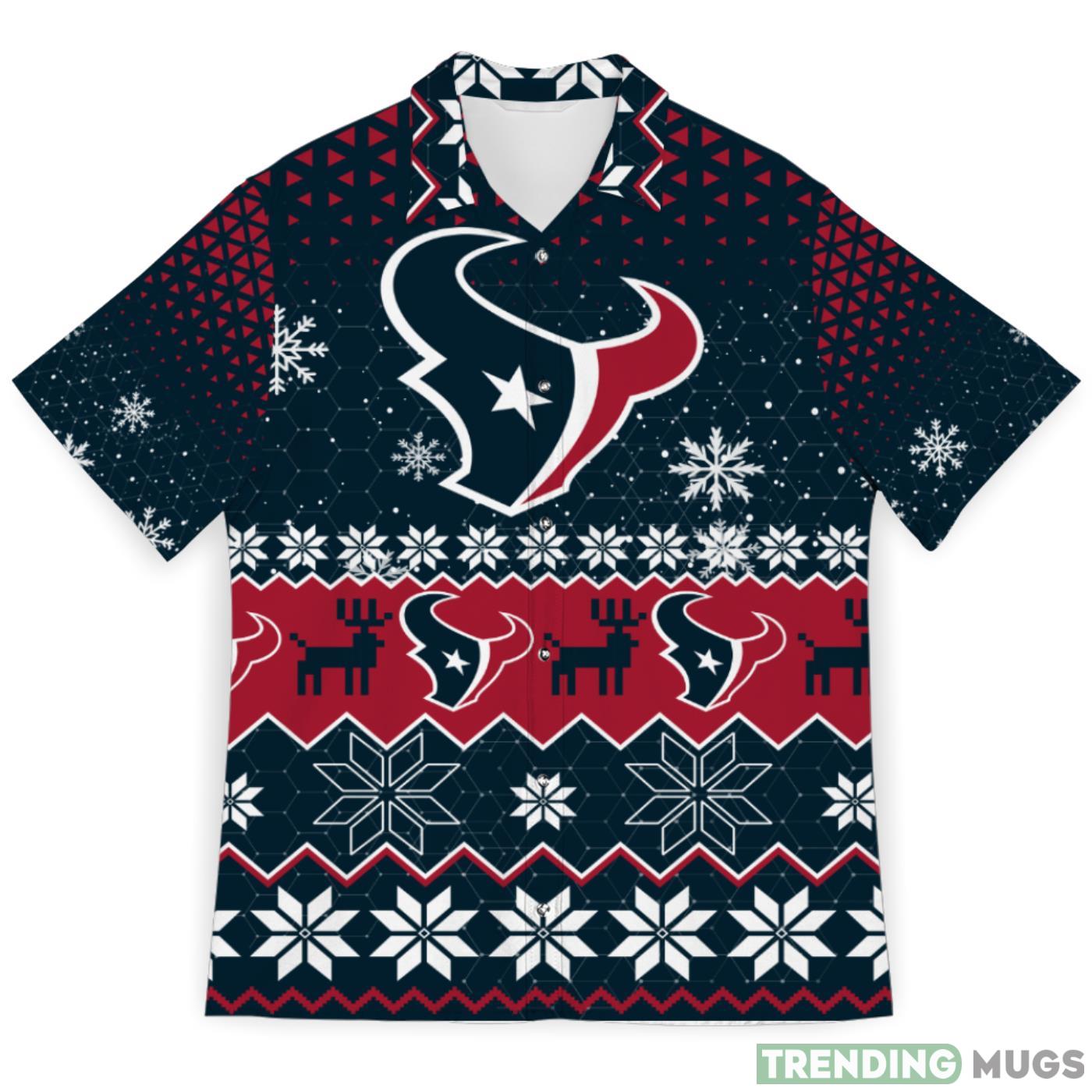 Houston Texans Sports Football Snowflake Pattern 3D Hawaiian Shirt Christmas Gift Product Photo 1 Houston Texans Sports Football Snowflake Pattern 3D Hawaiian Shirt Christmas Gift Product Photo 1