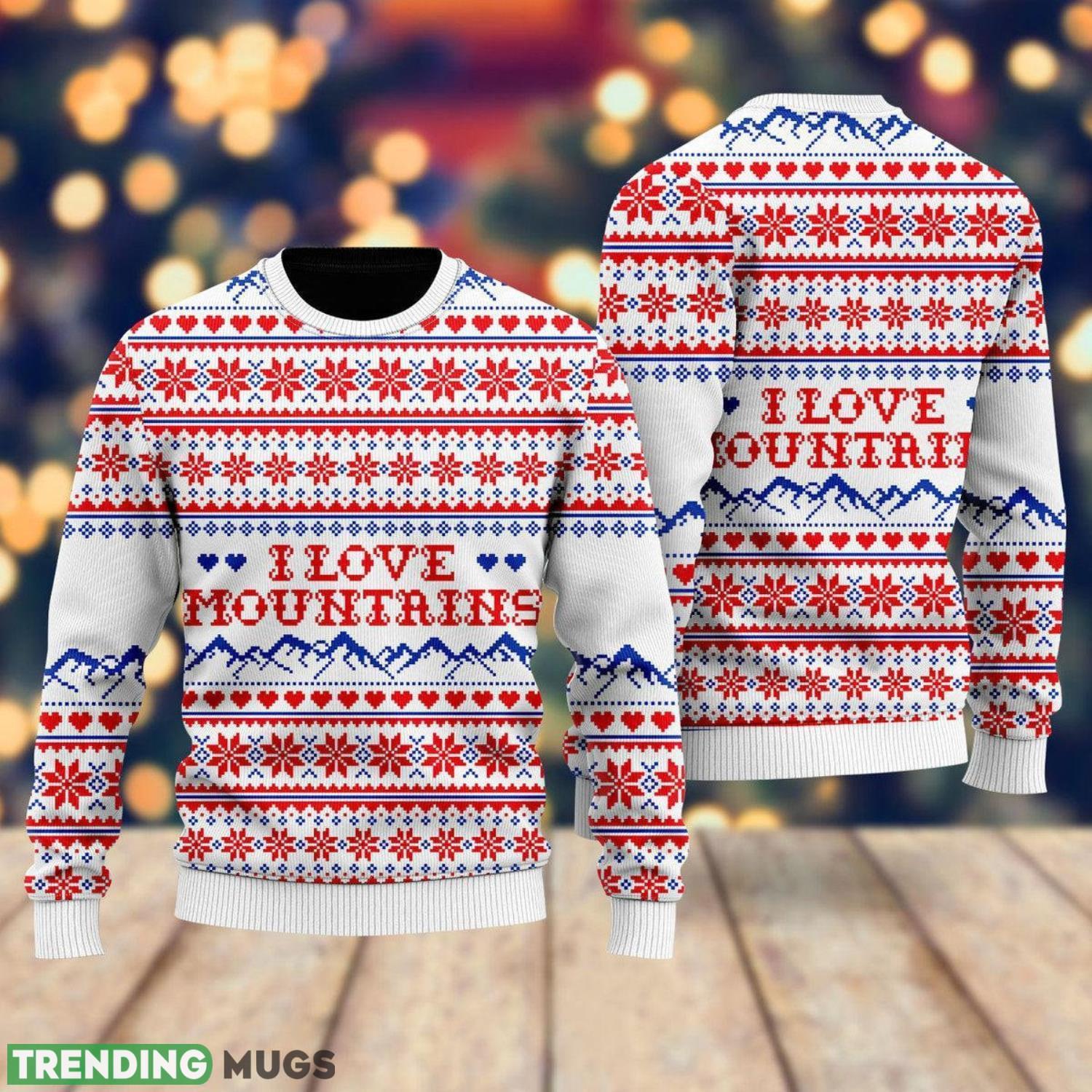I Love Mountains Pattern Ugly Christmas Sweater Christmas Sweater Product Photo 1