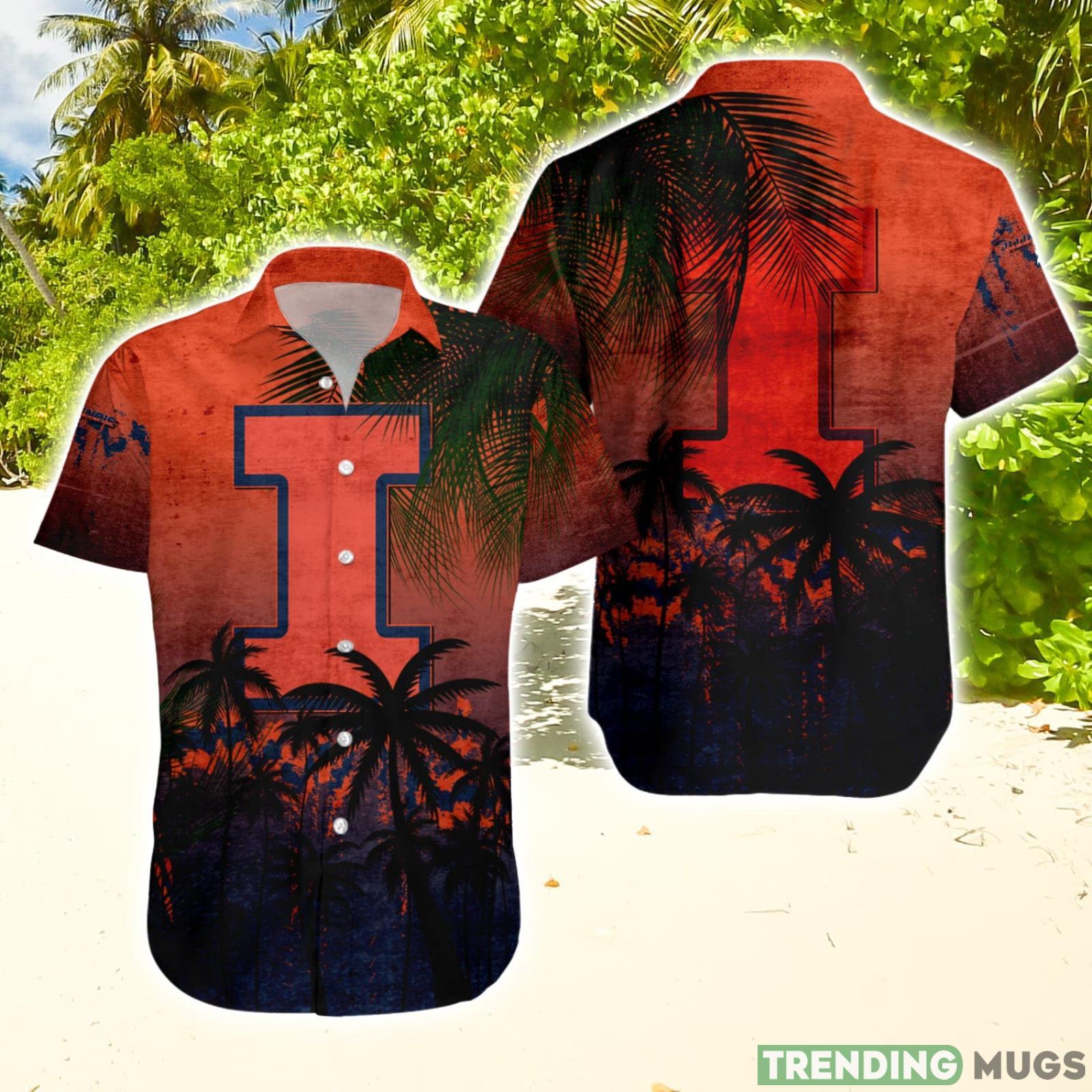 Illinois Fighting Illini Hawaiian Shirt Summer Gift Coconut Tree Tropical Grunge Pattern For NCAA Fans Hawaiian Shirt Illinois Fighting Illini Hawaiian Shirt Summer Gift Coconut Tree Tropical Grunge Pattern For NCAA Fans Hawaiian Shirt