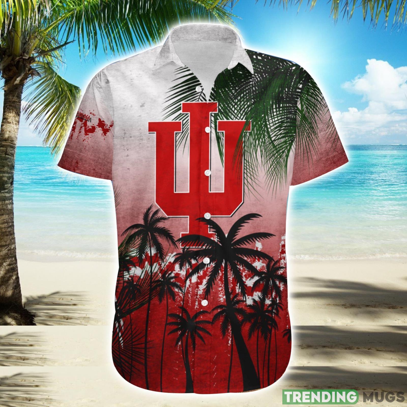 Indiana Hoosiers Hawaiian Shirt Summer Gift Coconut Tree Tropical Grunge Pattern For NCAA Fans Product Photo 1