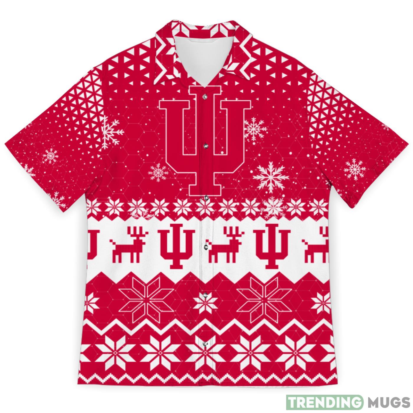 Indiana Hoosiers Sports Football Snowflake Pattern 3D Hawaiian Shirt Christmas Gift Product Photo 1 Indiana Hoosiers Sports Football Snowflake Pattern 3D Hawaiian Shirt Christmas Gift Product Photo 1