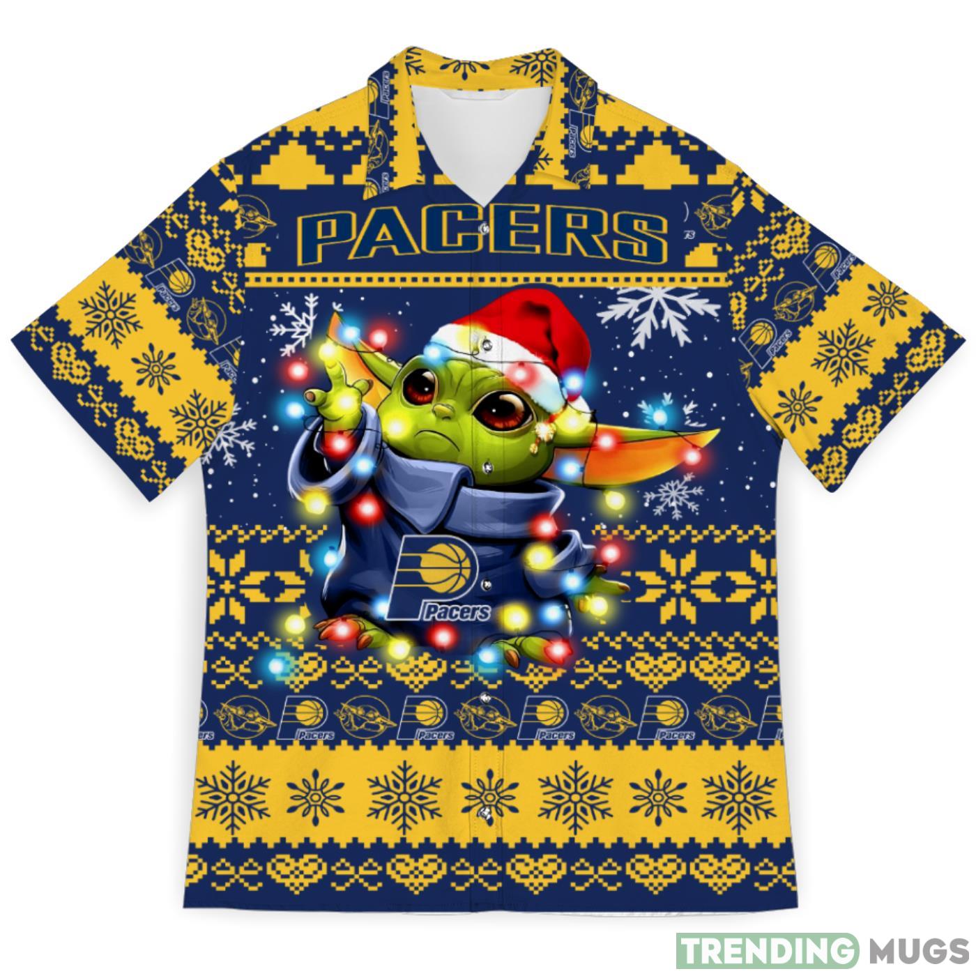 Indiana Pacers Baby Yoda Star Wars Ugly Christmas Sweater Pattern 3D Hawaiian Shirt Christmas Gift Product Photo 1 Indiana Pacers Baby Yoda Star Wars Ugly Christmas Sweater Pattern 3D Hawaiian Shirt Christmas Gift Product Photo 1