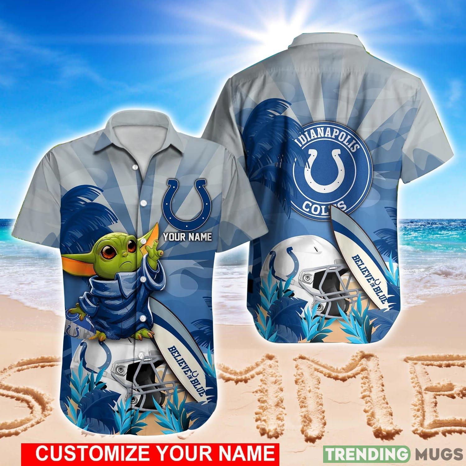 Indianapolis Colts NFL Baby Yoda Hawaiian shirt Custom Name Special Summer Gift For Fans Product Photo 1 Indianapolis Colts NFL Baby Yoda Hawaiian shirt Custom Name Special Summer Gift For Fans Product Photo 1