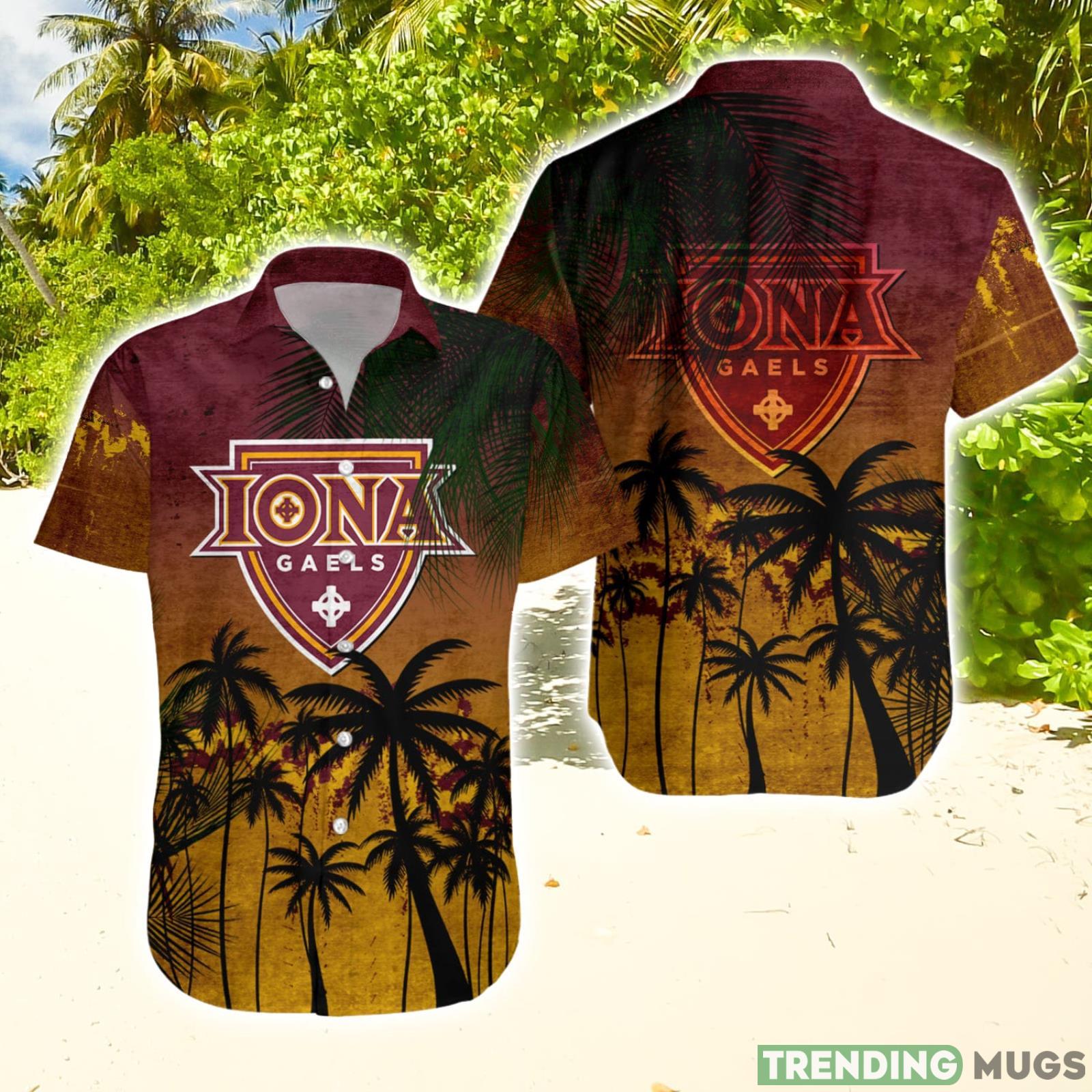 Iona Gaels Hawaiian Shirt Summer Gift Coconut Tree Tropical Grunge Pattern For NCAA Fans Hawaiian Shirt Iona Gaels Hawaiian Shirt Summer Gift Coconut Tree Tropical Grunge Pattern For NCAA Fans Hawaiian Shirt