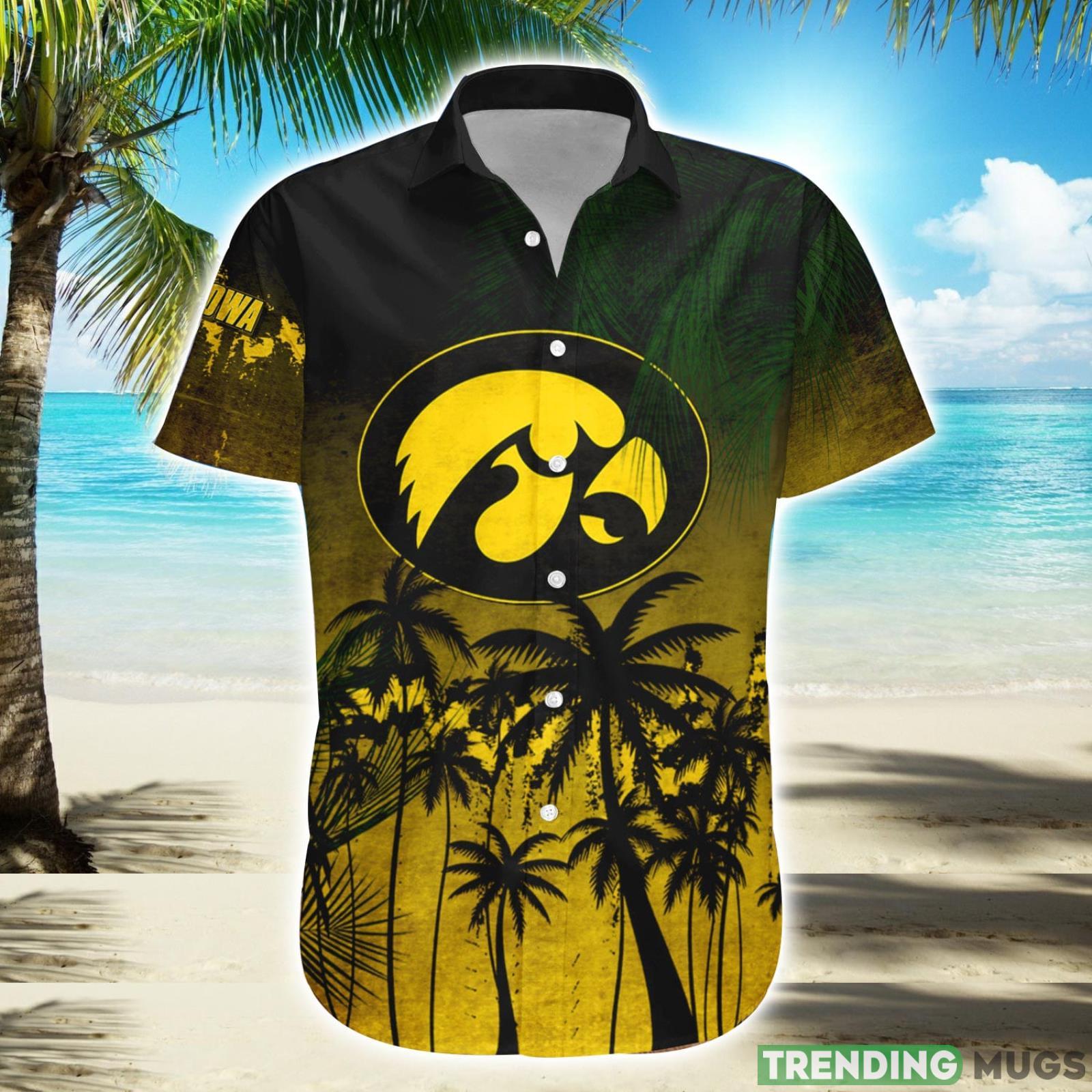 Iowa Hawkeyes Hawaiian Shirt Summer Gift Coconut Tree Tropical Grunge Pattern For NCAA Fans Product Photo 1