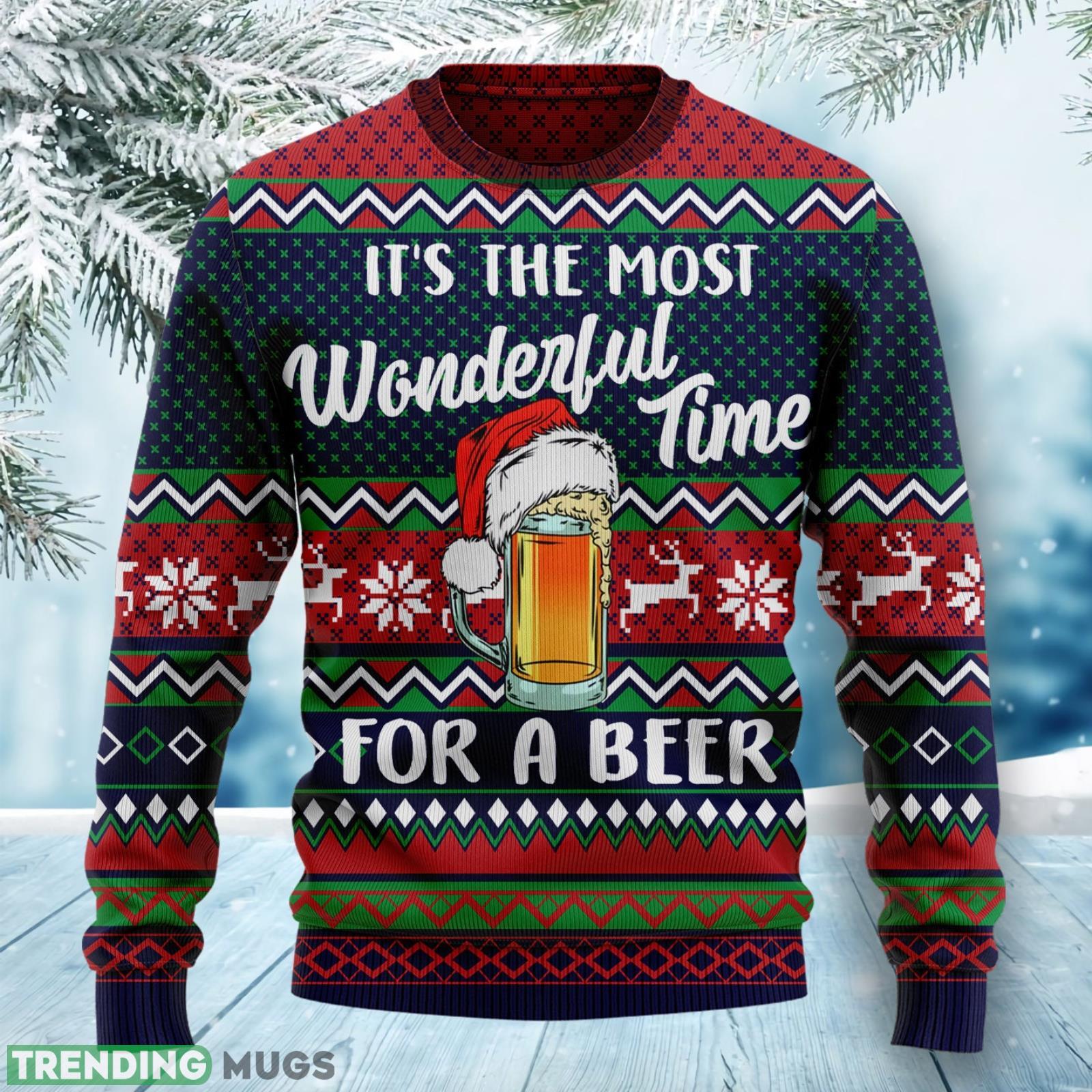 It's The Most Wonderful Time For A Beer Christmas Ugly Christmas Sweater Unisex 3D Sweater Christmas Gift 3D Sweater It's The Most Wonderful Time For A Beer Christmas Ugly Christmas Sweater Unisex 3D Sweater Christmas Gift Product Photo 1