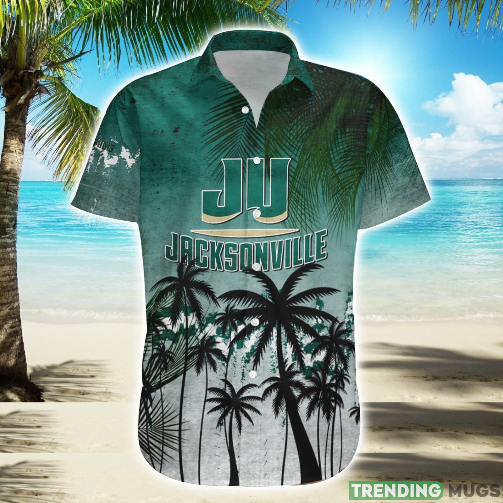 Jacksonville Dolphins Hawaiian Shirt Summer Gift Coconut Tree Tropical Grunge Pattern For NCAA Fans Product Photo 1