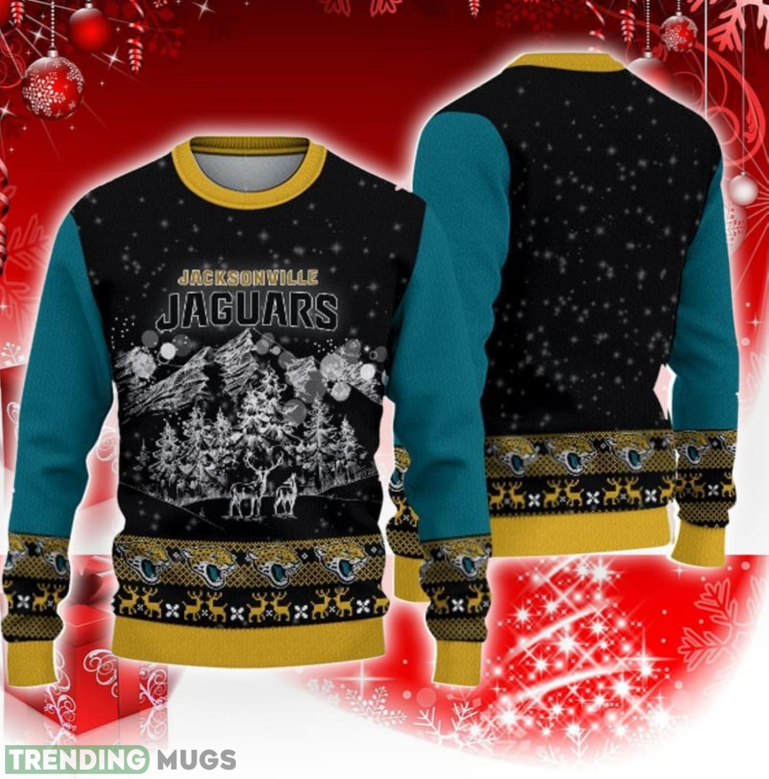 Jacksonville Jaguars Christmas Mountain Pattern 3D Sweater Christmas Gift Product Photo 1