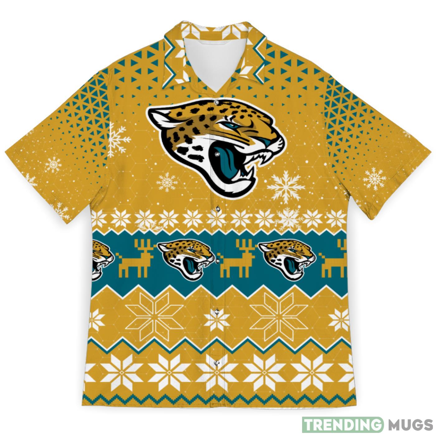 Jacksonville Jaguars Sports Football Snowflake Pattern 3D Hawaiian Shirt Christmas Gift Product Photo 1 Jacksonville Jaguars Sports Football Snowflake Pattern 3D Hawaiian Shirt Christmas Gift Product Photo 1