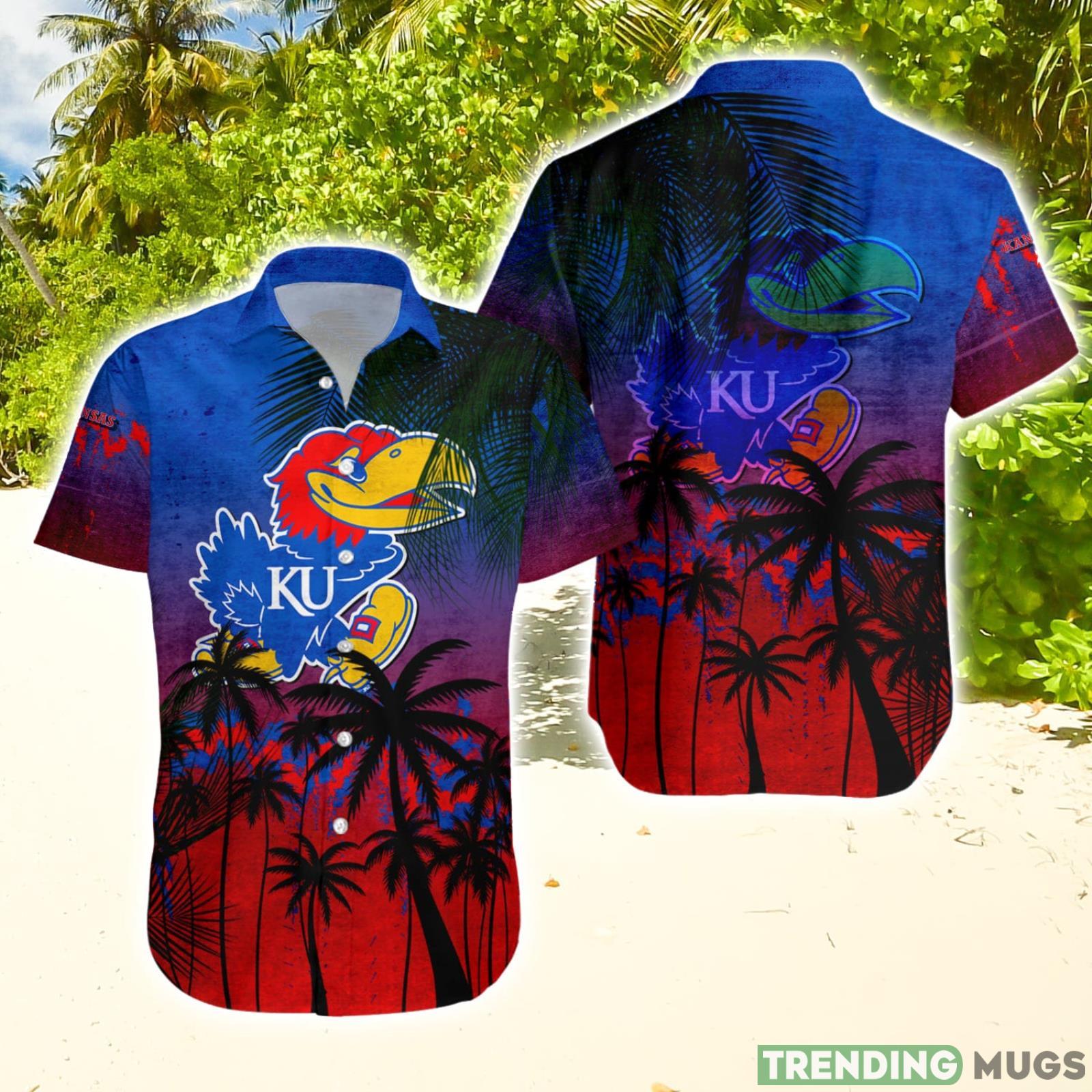 Kansas Jayhawks Hawaiian Shirt Summer Gift Coconut Tree Tropical Grunge Pattern For NCAA Fans Hawaiian Shirt Kansas Jayhawks Hawaiian Shirt Summer Gift Coconut Tree Tropical Grunge Pattern For NCAA Fans Hawaiian Shirt