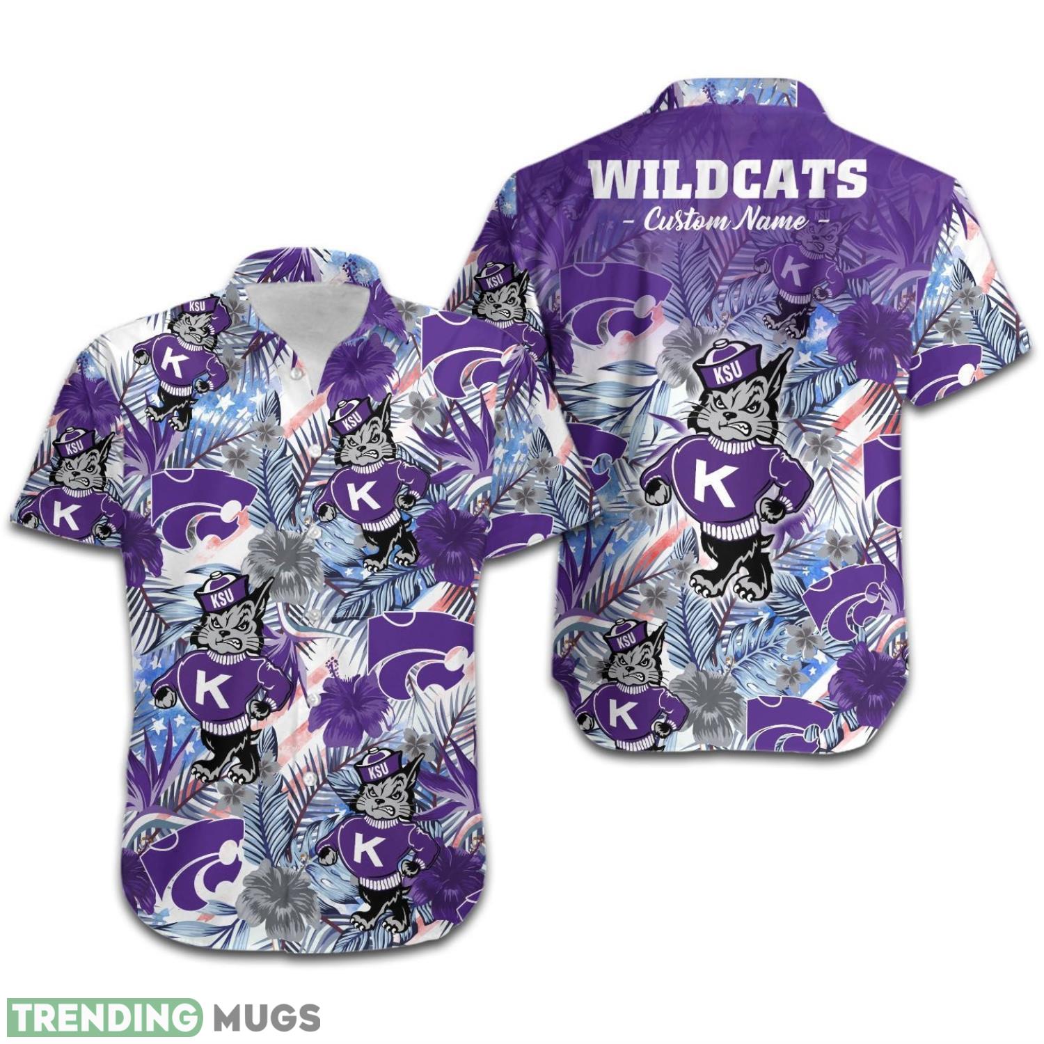 Kansas State Wildcats Custom Name Beach Summer Pattern On Purple Background 3D Hawaiian Shirt Summer Sport Gift Product Photo 1 Kansas State Wildcats Custom Name Beach Summer Pattern On Purple Background 3D Hawaiian Shirt Summer Sport Gift Product Photo 1