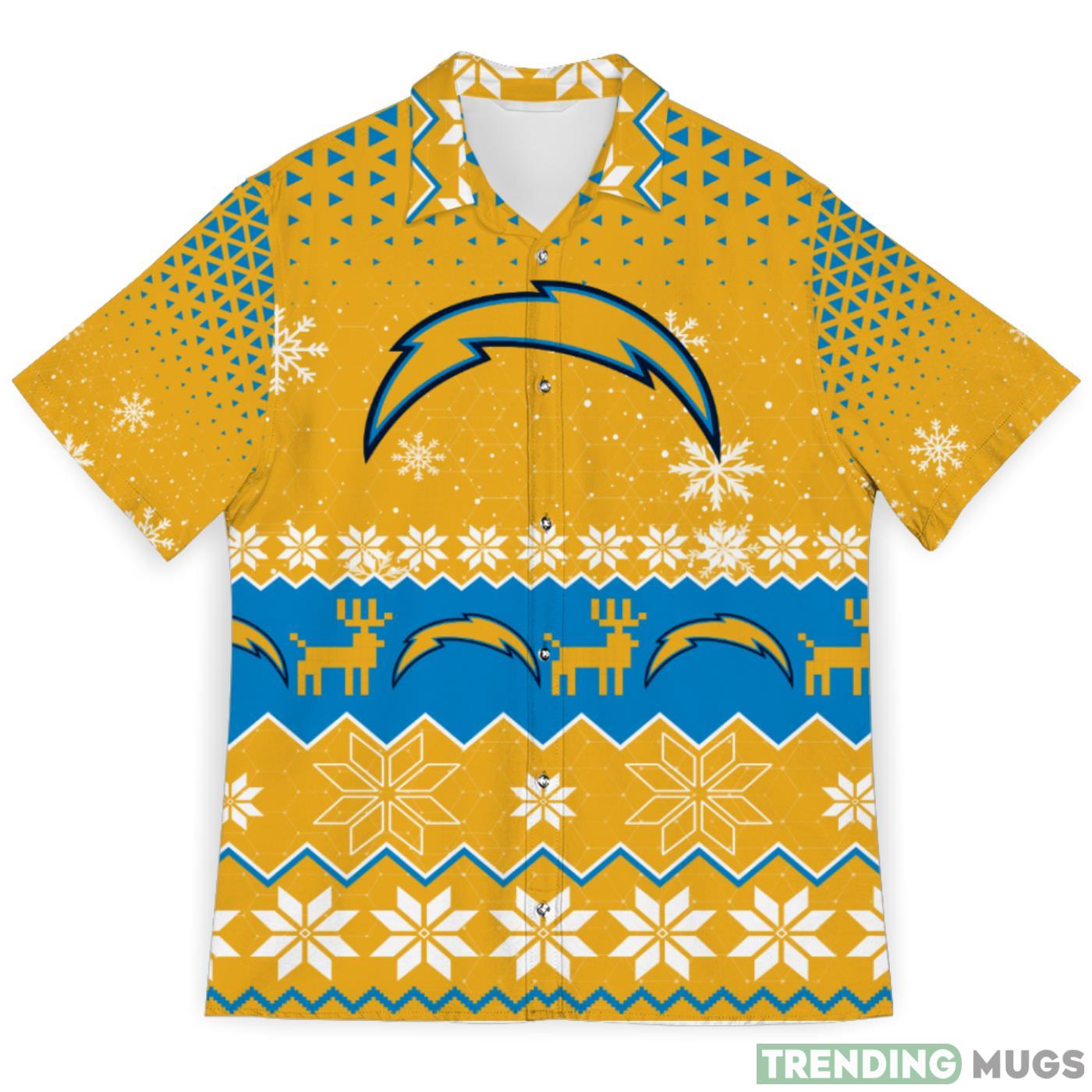 Los Angeles Chargers Sports Football Snowflake Pattern 3D Hawaiian Shirt Christmas Gift Product Photo 1 Los Angeles Chargers Sports Football Snowflake Pattern 3D Hawaiian Shirt Christmas Gift Product Photo 1