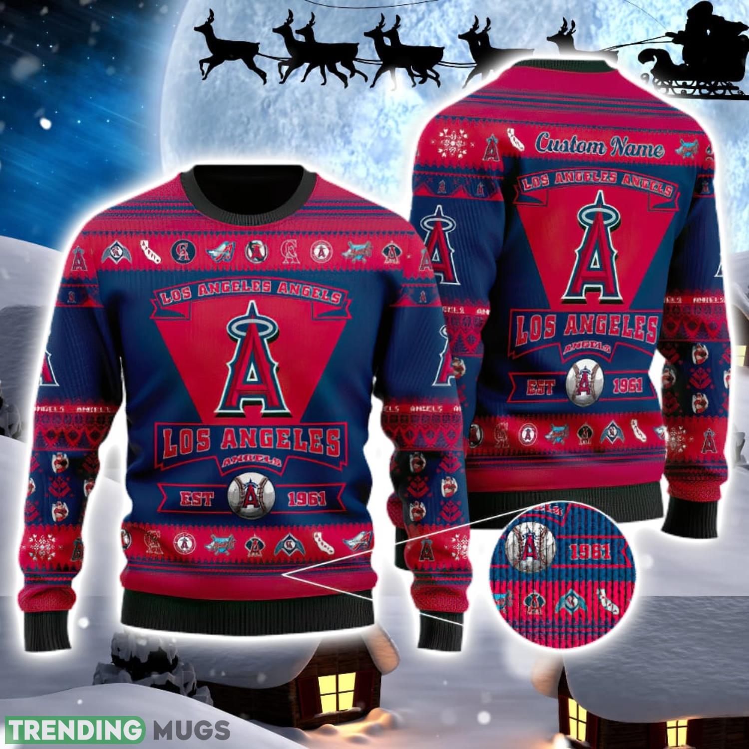 Los Angeles Dodgers Team Custom Name Ugly Christmas Sweater For Men And Women Sport Gift Product Photo 1 Los Angeles Dodgers Team Custom Name Ugly Christmas Sweater For Men And Women Sport Gift Product Photo 1