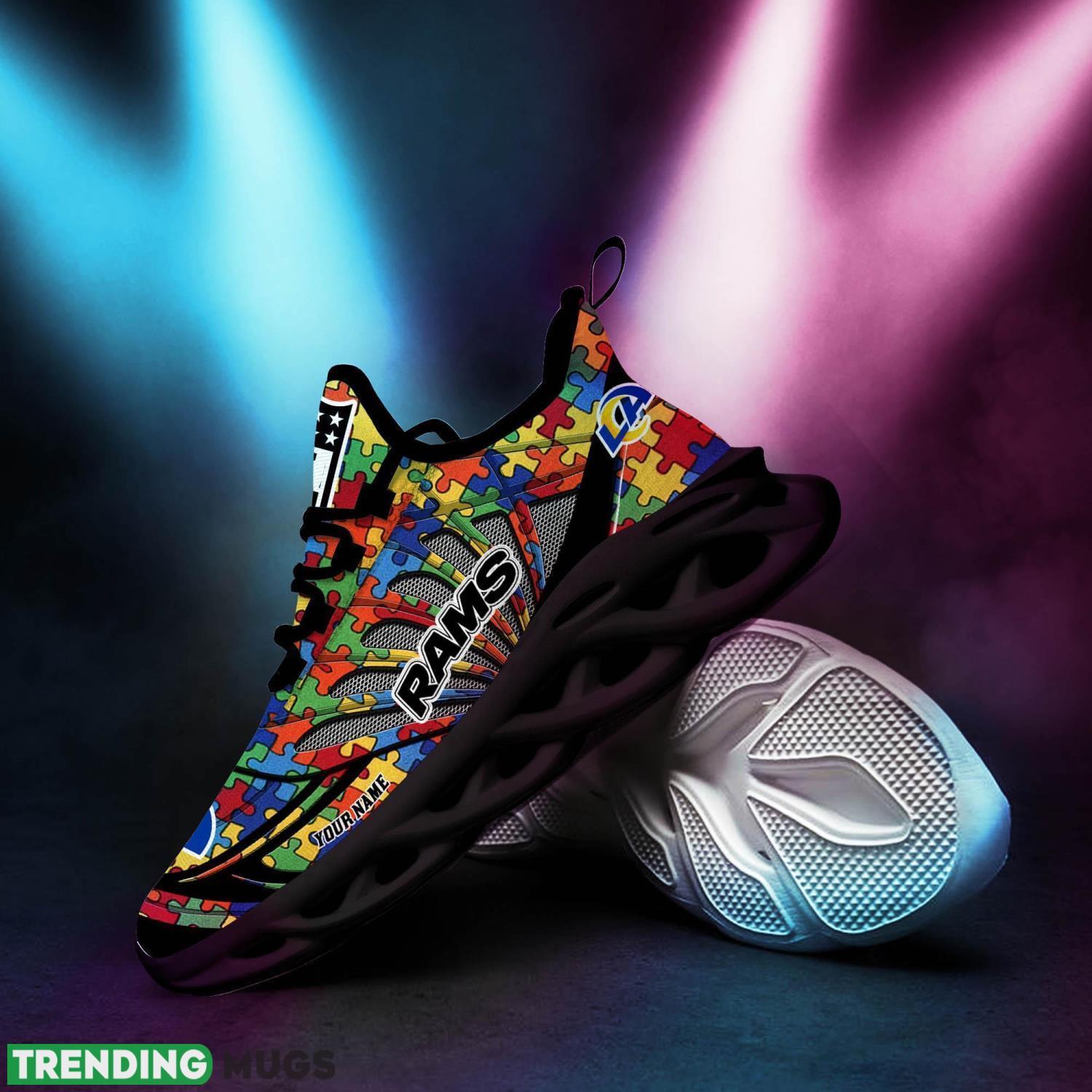 Los Angeles Rams Autism NFL Personalized Name Max Soul Shoes Max Soul Los Angeles Rams Autism NFL Personalized Name Max Soul Shoes Max Soul