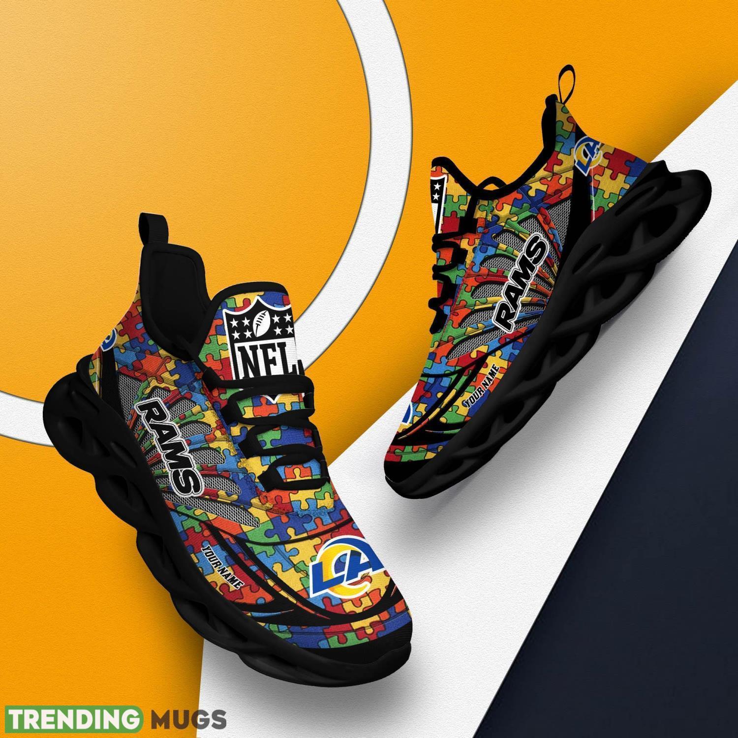 Los Angeles Rams Autism NFL Personalized Name Max Soul Shoes Max Soul Los Angeles Rams Autism NFL Personalized Name Max Soul Shoes Max Soul