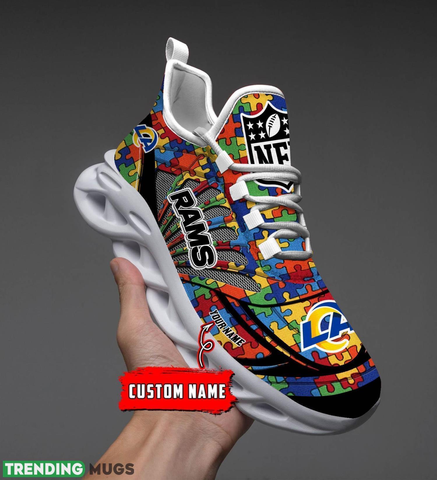 Los Angeles Rams Autism NFL Personalized Name Max Soul Shoes Product Photo 1 Los Angeles Rams Autism NFL Personalized Name Max Soul Shoes Product Photo 1