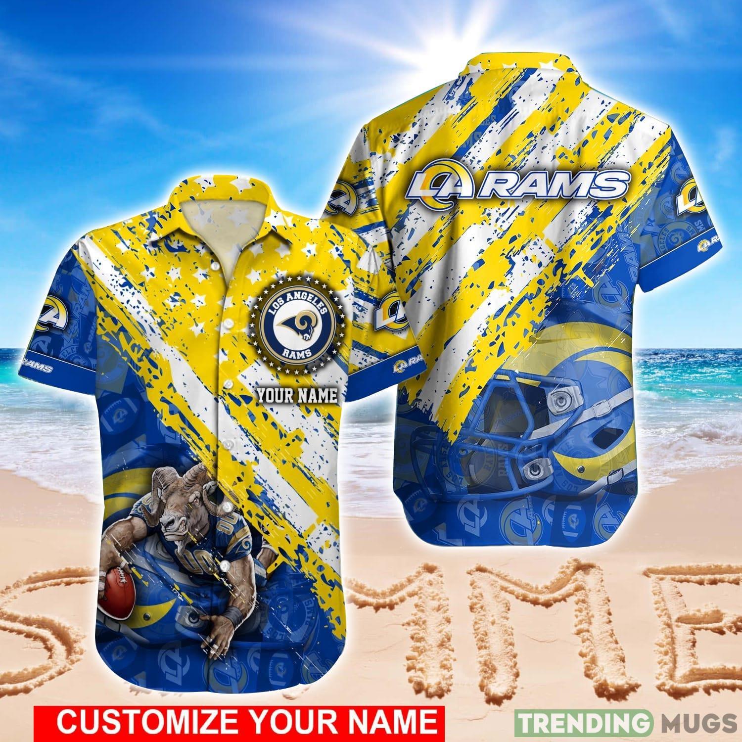 Los Angeles Rams NFL Team Hawaiian shirt Custom Name Summer Gift Product Photo 1 Los Angeles Rams NFL Team Hawaiian shirt Custom Name Summer Gift Product Photo 1