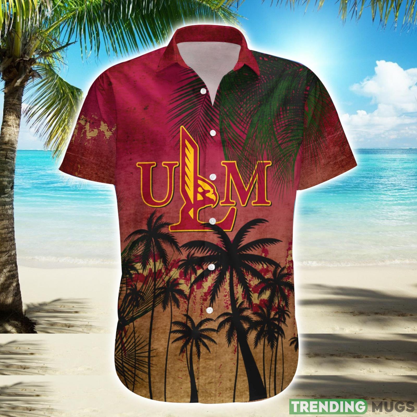 Louisiana-Monroe Warhawks Hawaiian Shirt Summer Gift Coconut Tree Tropical Grunge Pattern For NCAA Fans Product Photo 1