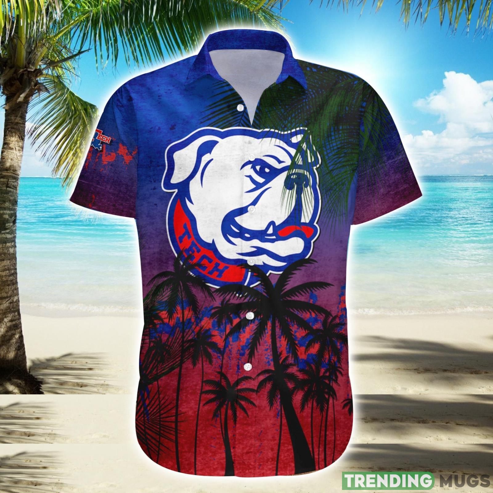 Louisiana Tech Bulldogs Hawaiian Shirt Summer Gift Coconut Tree Tropical Grunge Pattern For NCAA Fans Product Photo 1