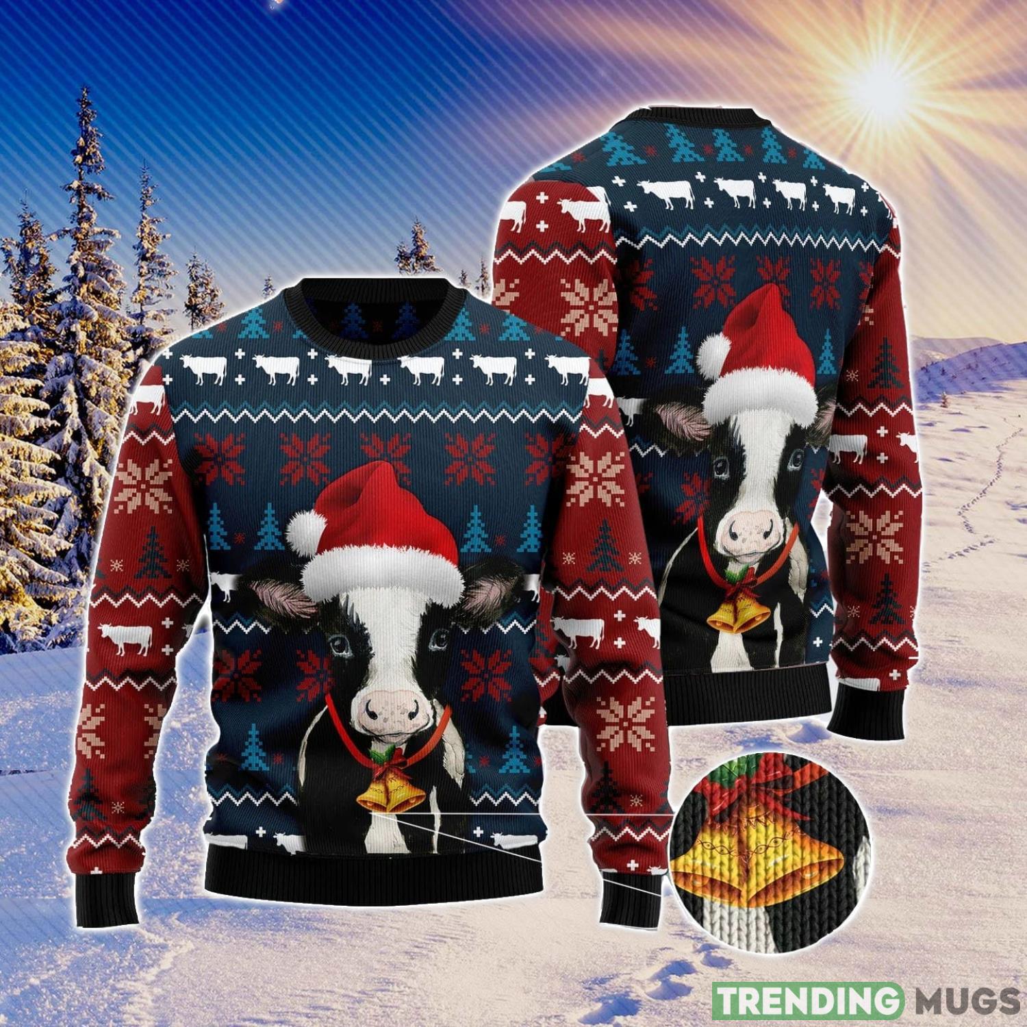 Lovely Cow Men And Women Christmas Gift 3D Ugly Christmas Sweater Product Photo 1 Lovely Cow Men And Women Christmas Gift 3D Ugly Christmas Sweater Product Photo 1