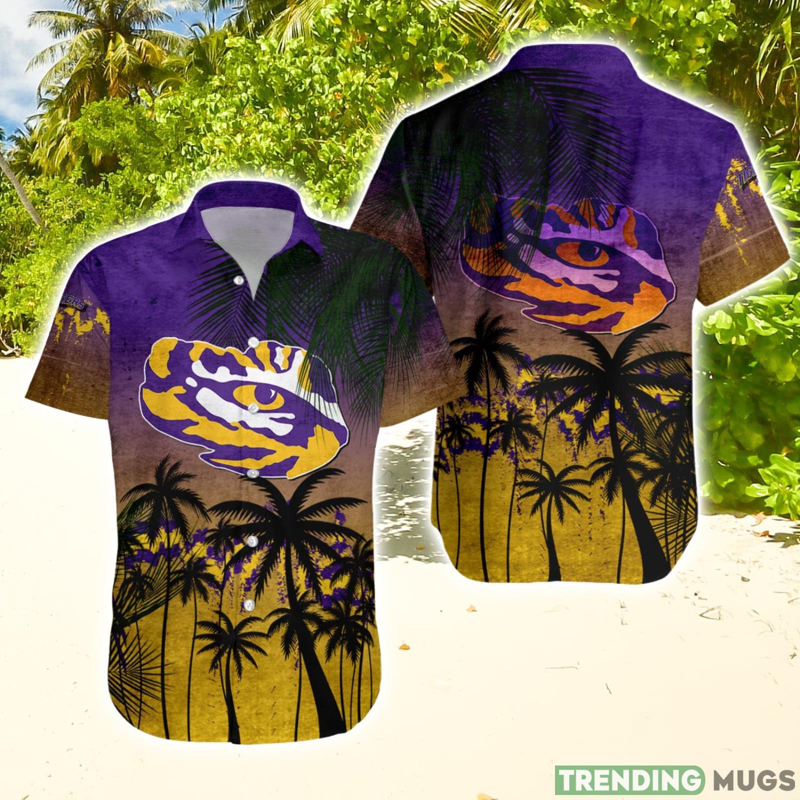 LSU Tigers Hawaiian Shirt Summer Gift Coconut Tree Tropical Grunge Pattern For NCAA Fans Hawaiian Shirt LSU Tigers Hawaiian Shirt Summer Gift Coconut Tree Tropical Grunge Pattern For NCAA Fans Hawaiian Shirt