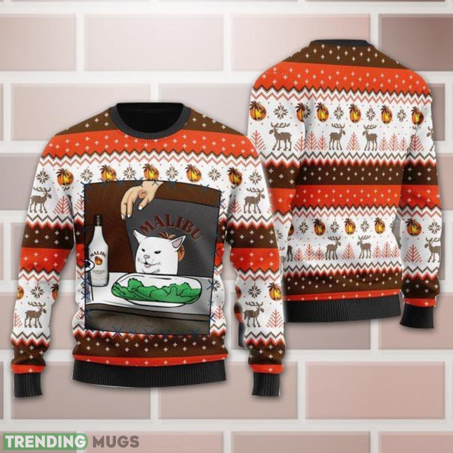 Malibu Rum Cat Meme Ugly Christmas Sweater All Over Print Christmas Gift Product Photo 1 Malibu Rum Cat Meme Ugly Christmas Sweater All Over Print Christmas Gift Product Photo 1