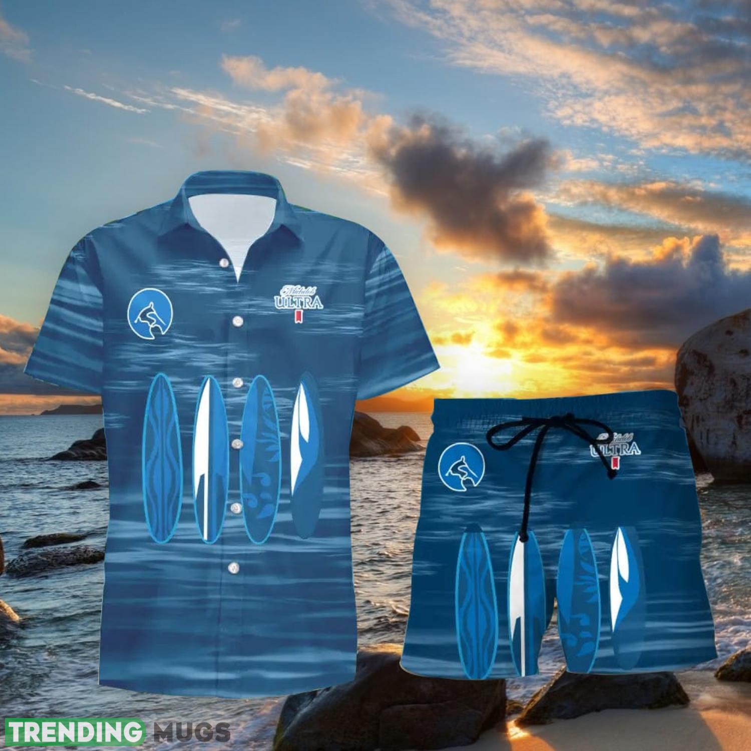 Michelob Ultra Surfboard Funny Summer Beach Hawaiian Shirt And Shorts Product Photo 1 Michelob Ultra Surfboard Funny Summer Beach Hawaiian Shirt And Shorts Product Photo 1