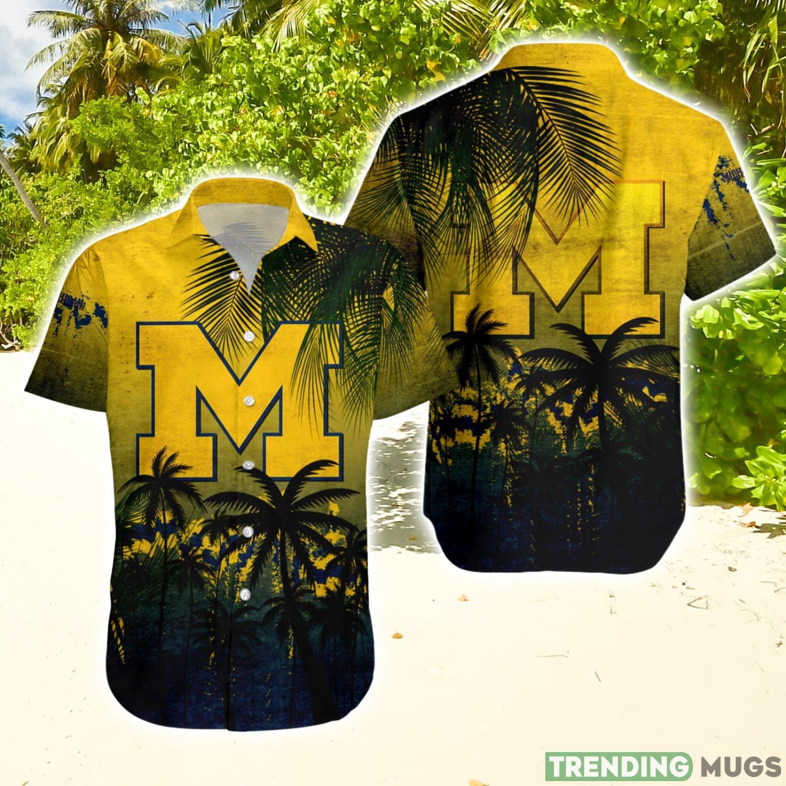 Michigan Wolverines Hawaiian Shirt Summer Gift Coconut Tree Tropical Grunge Pattern For NCAA Fans Hawaiian Shirt Michigan Wolverines Hawaiian Shirt Summer Gift Coconut Tree Tropical Grunge Pattern For NCAA Fans Hawaiian Shirt