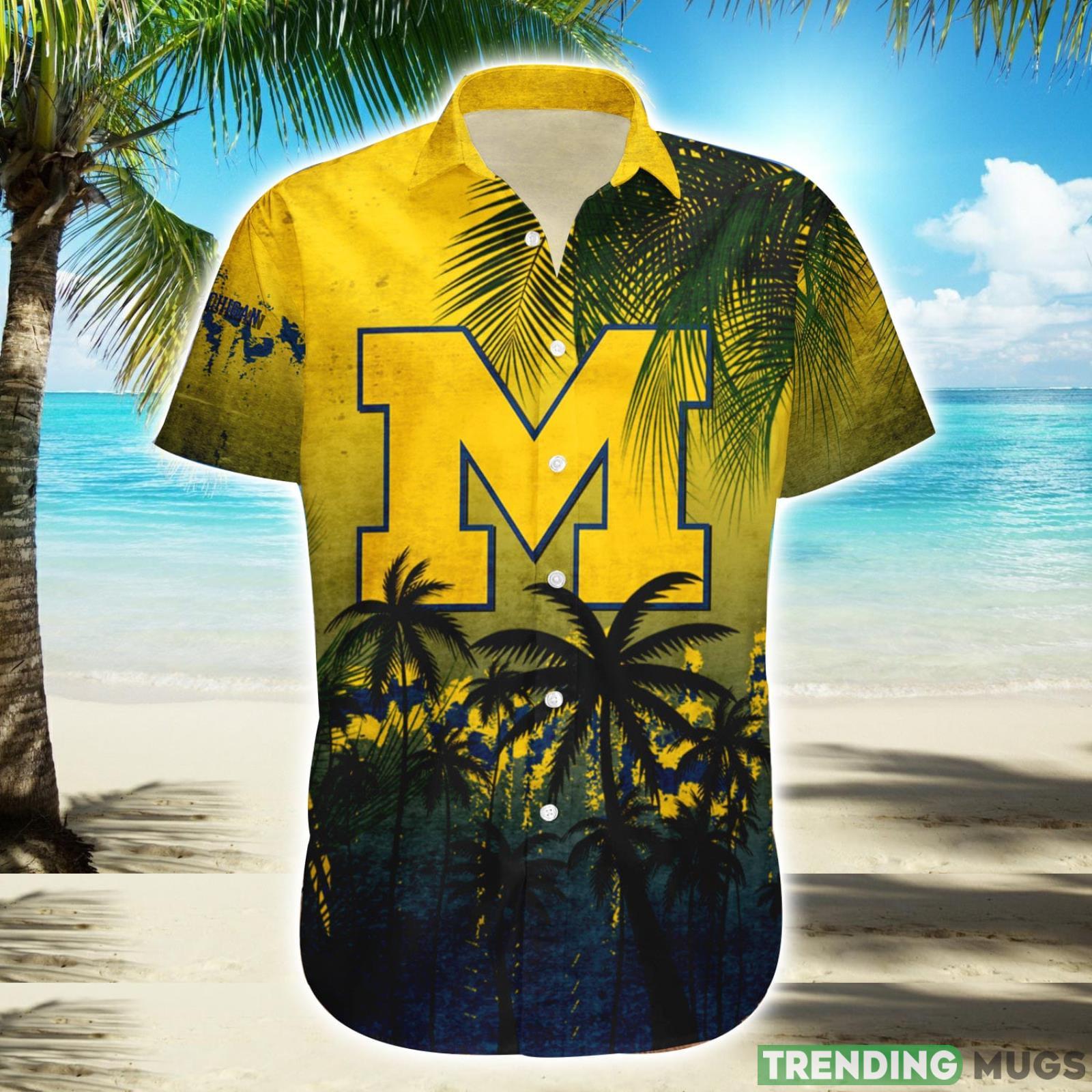 Michigan Wolverines Hawaiian Shirt Summer Gift Coconut Tree Tropical Grunge Pattern For NCAA Fans Product Photo 1 Michigan Wolverines Hawaiian Shirt Summer Gift Coconut Tree Tropical Grunge Pattern For NCAA Fans Product Photo 1