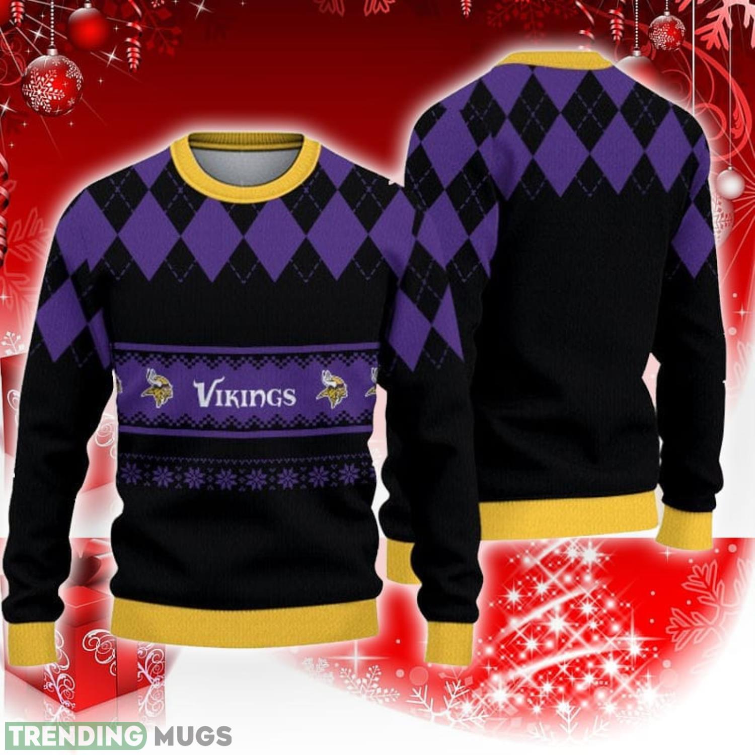 Minnesota Vikings Christmas Caro Pattern 3D Sweater Christmas Gift Product Photo 1 Minnesota Vikings Christmas Caro Pattern 3D Sweater Christmas Gift Product Photo 1